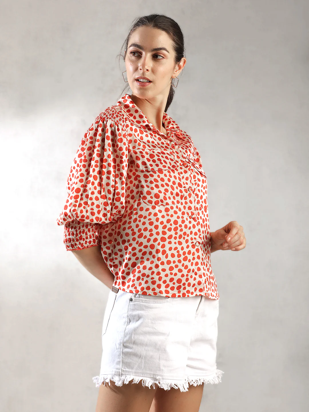 Women Orange Printed Casual Top - Image 6