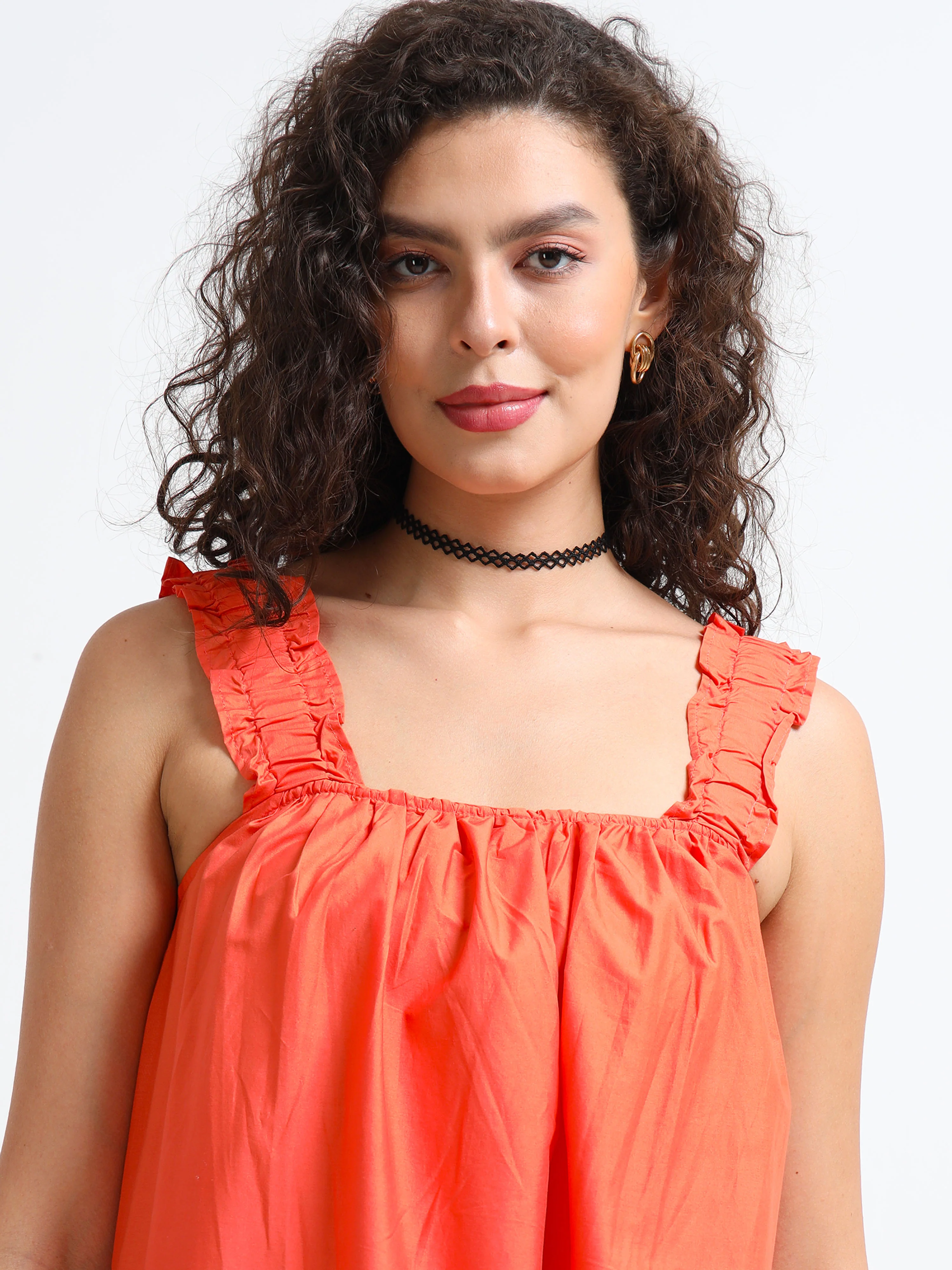 Women Orange Relaxed Midi Dress - Image 4