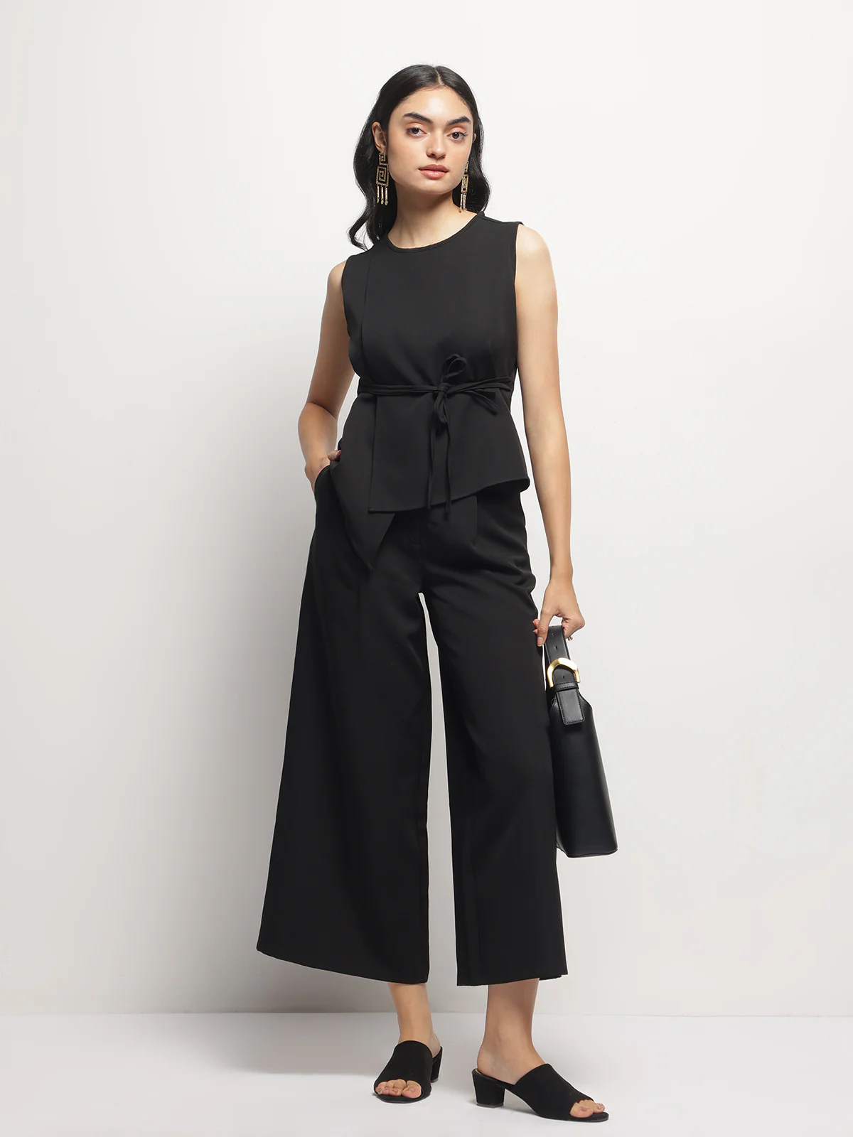 Women Overlap Asymmetrical Tie Knot Top - Image 5