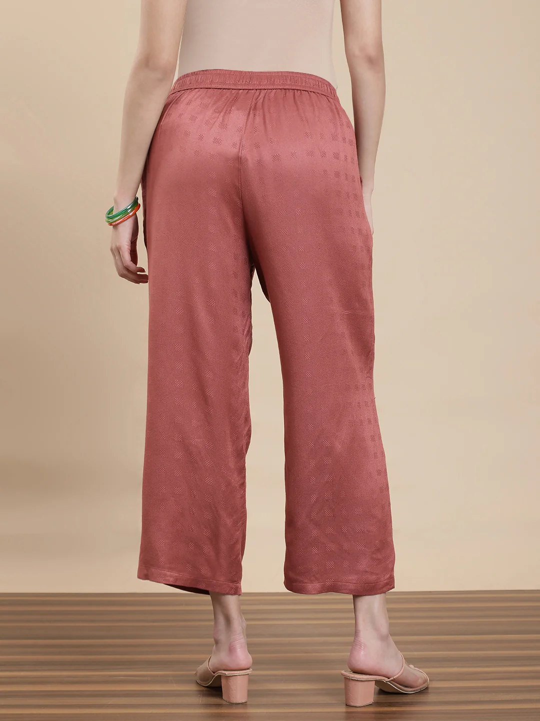 Women Peach Casual Palazzo - Image 3