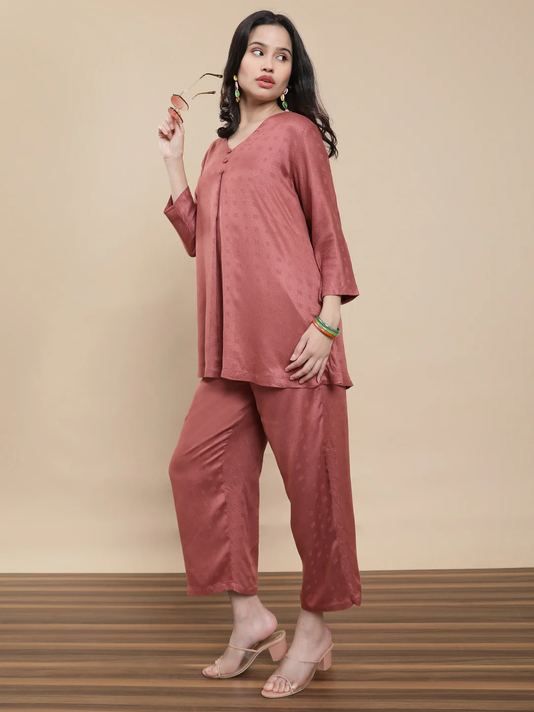 Women Peach Casual Palazzo - Image 5