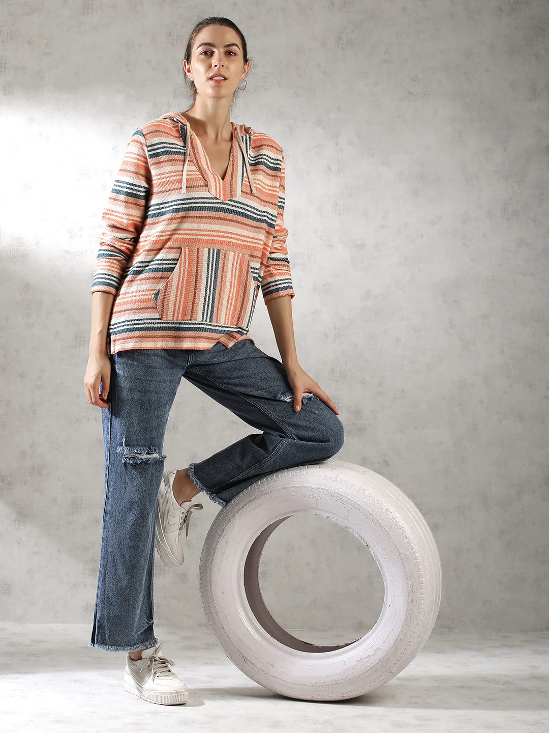 Women Peach Oversize Hoodie - Image 6