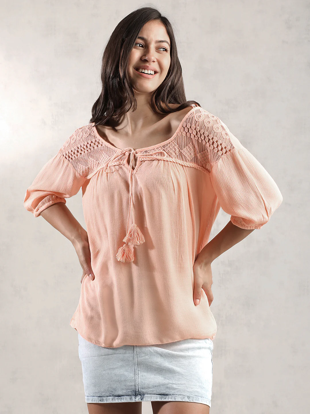 Women Peach Comfort Fit Top - Image 3