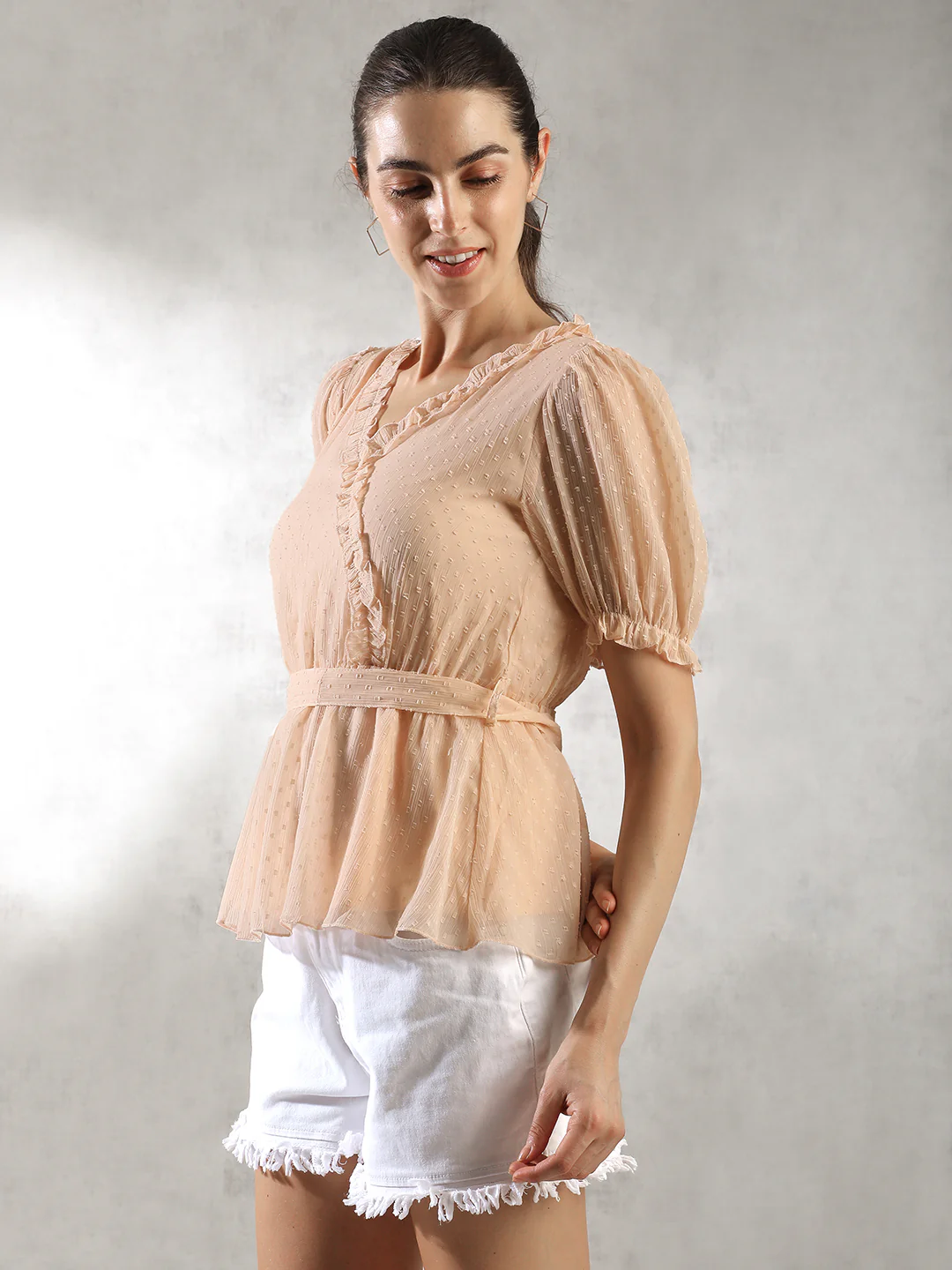 Women Peach Waist Belt Top - Image 5