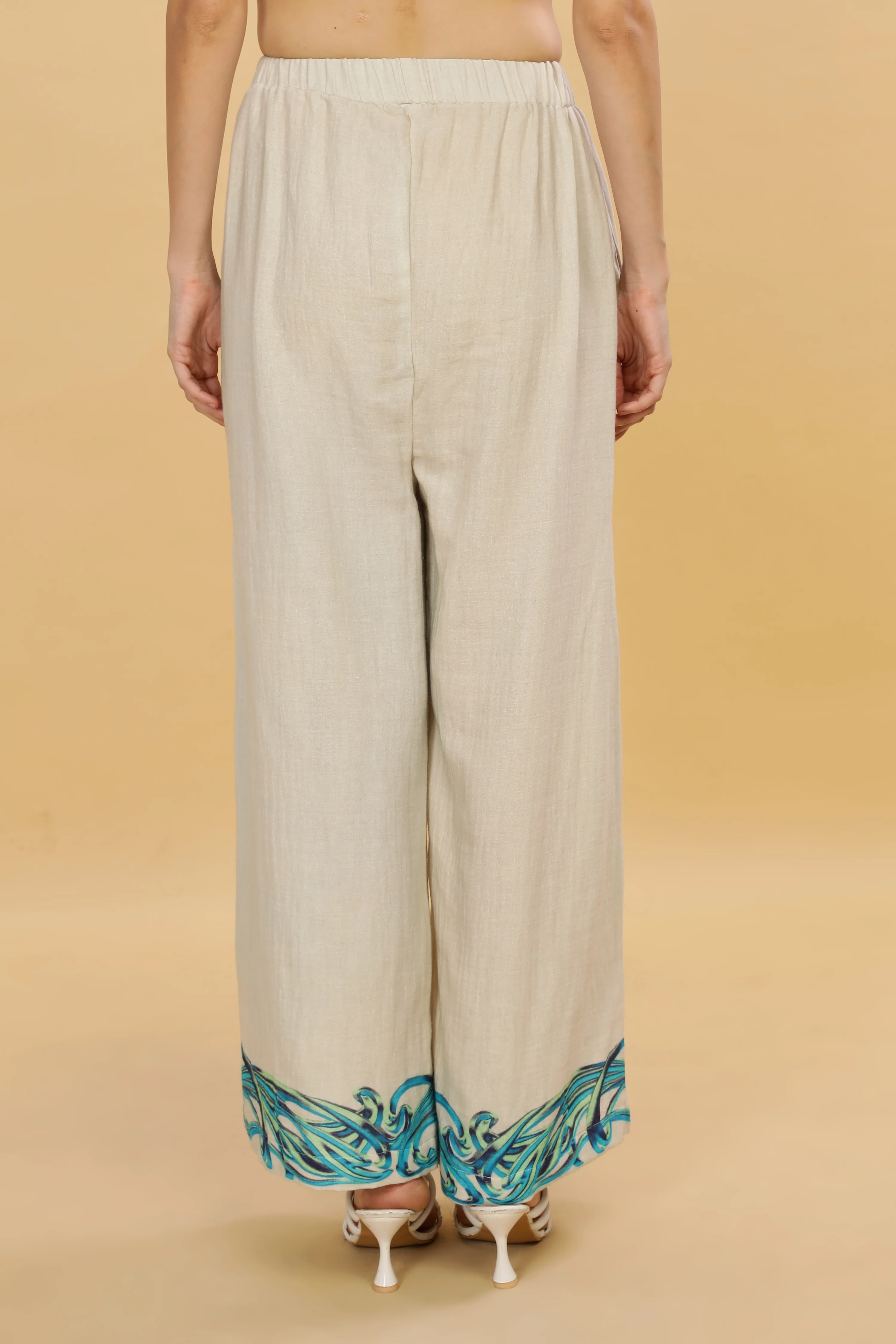 Women Pearl Garden Flared Gauge Cotton Pants - Image 6