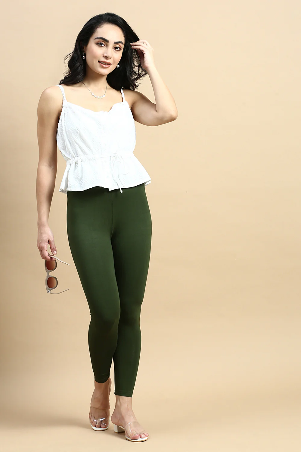 Women Pine Green Casual Leggings - Image 5