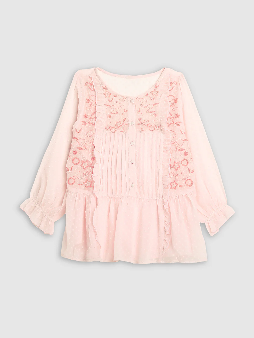 Women Pink Pleated A-Line Top - Image 7
