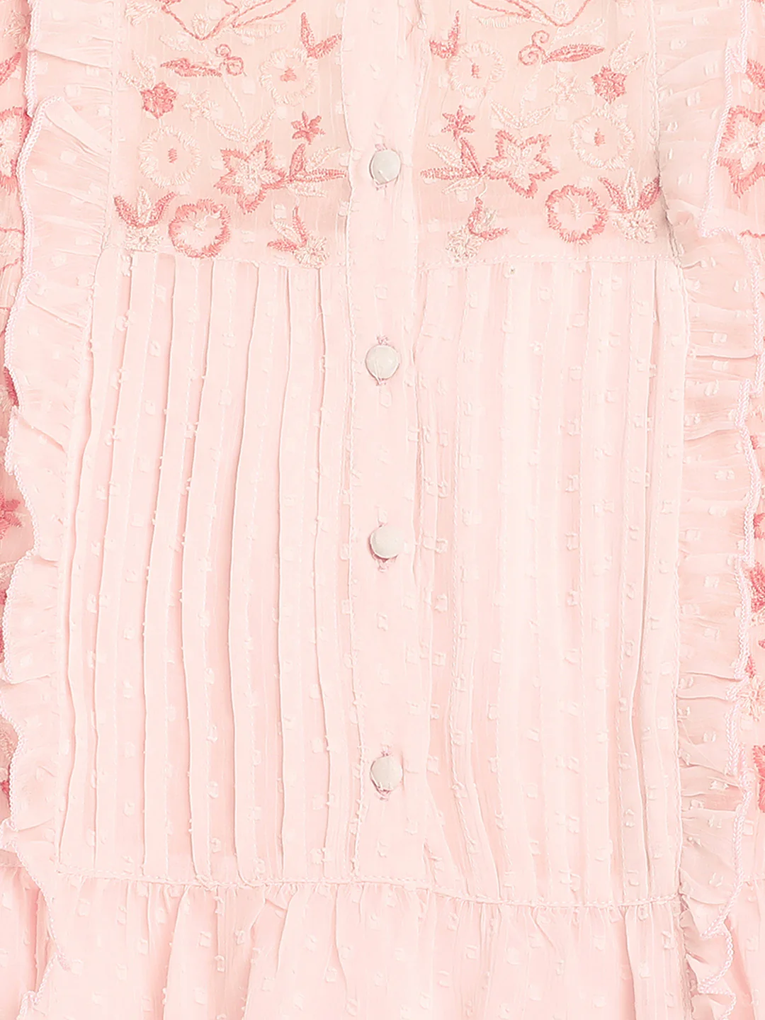 Women Pink Pleated A-Line Top - Image 8