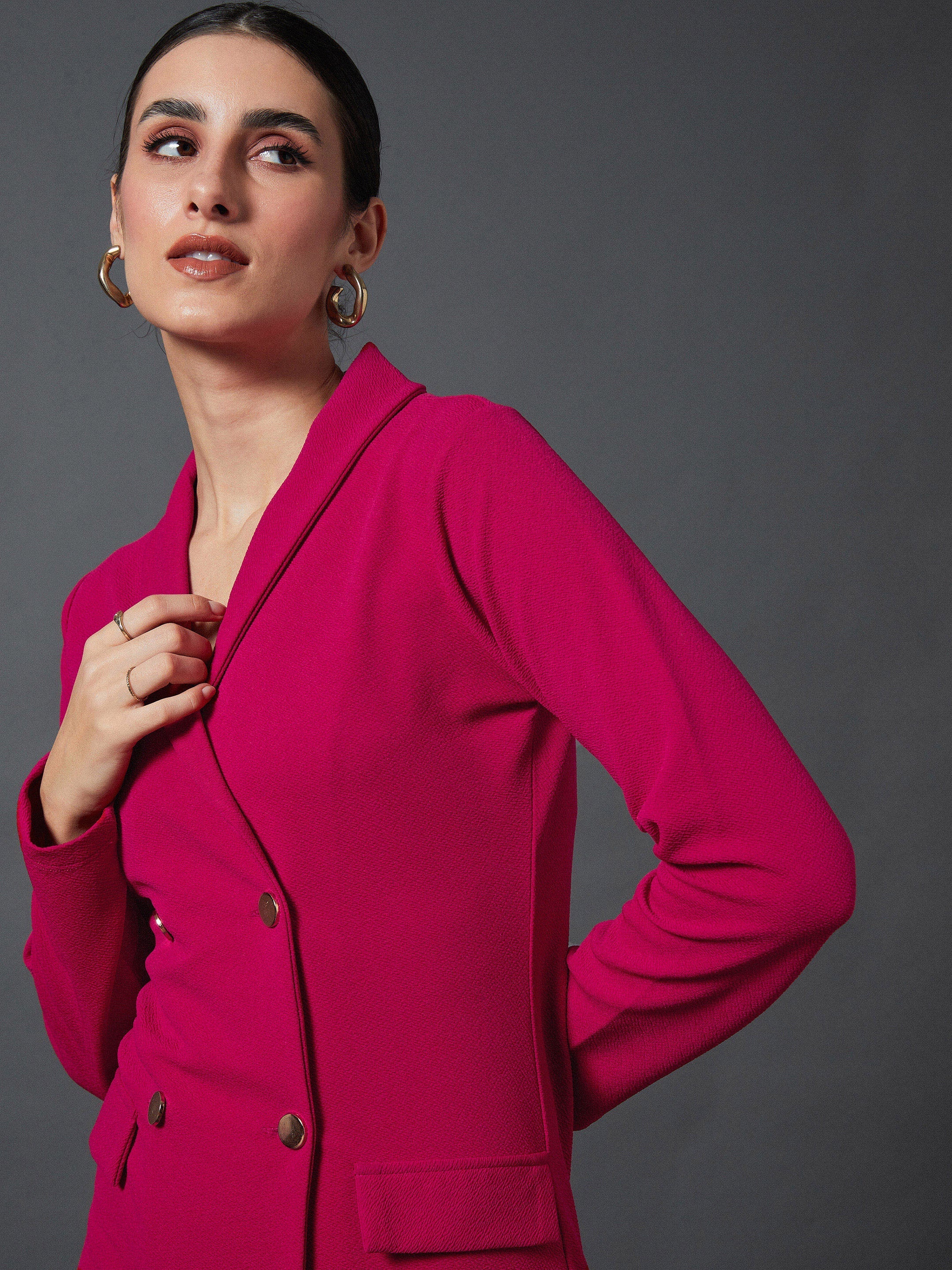 Women Pink  Blazer Dress - Image 3