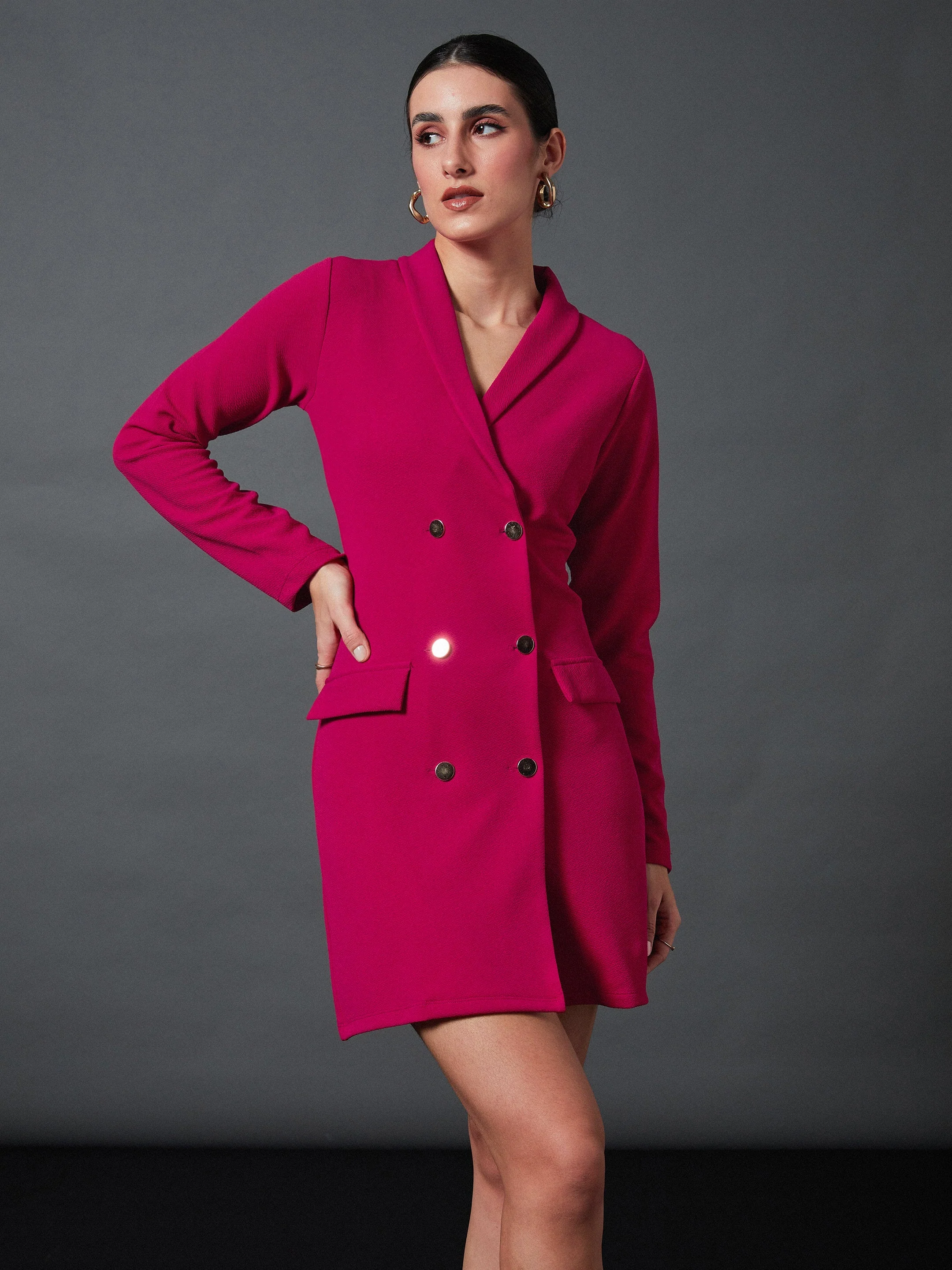 Women Pink  Blazer Dress - Image 4