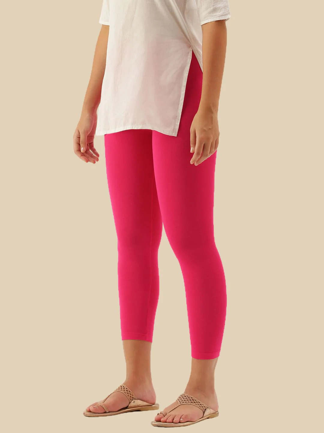 Women Pink Casual Leggings - Image 3
