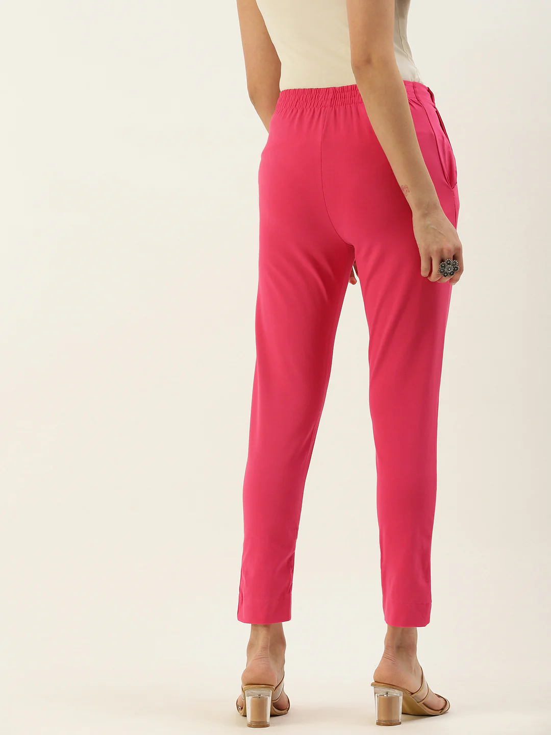 Women Pink Casual Pants - Image 3