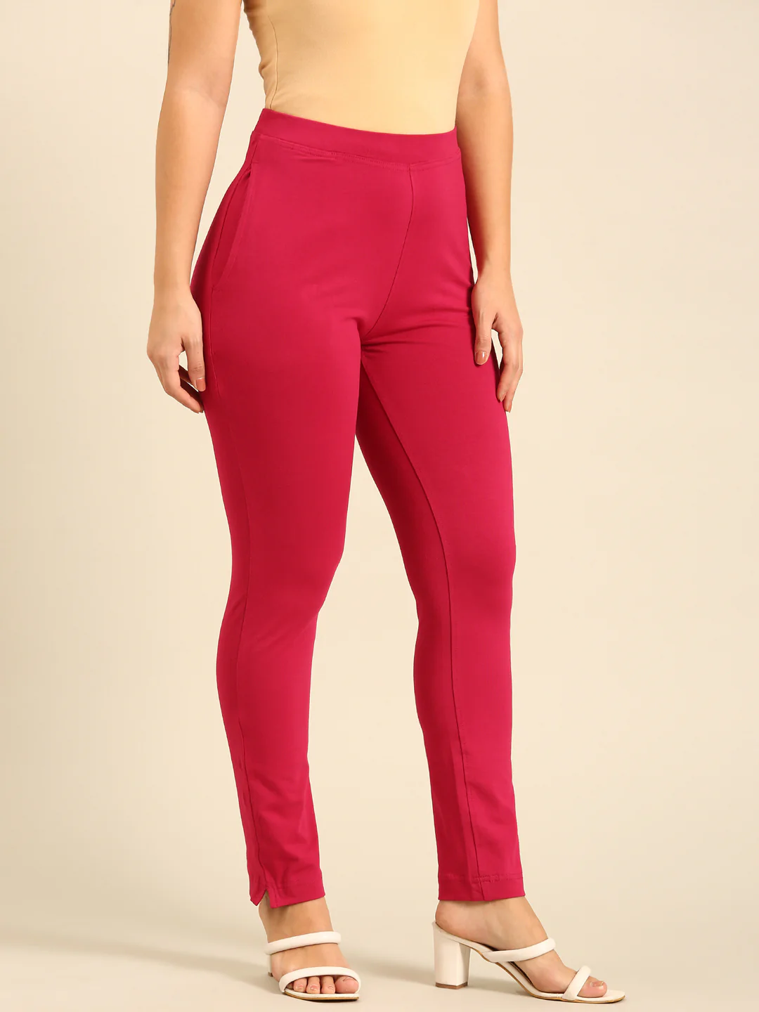 Women Pink Casual Pants - Image 3