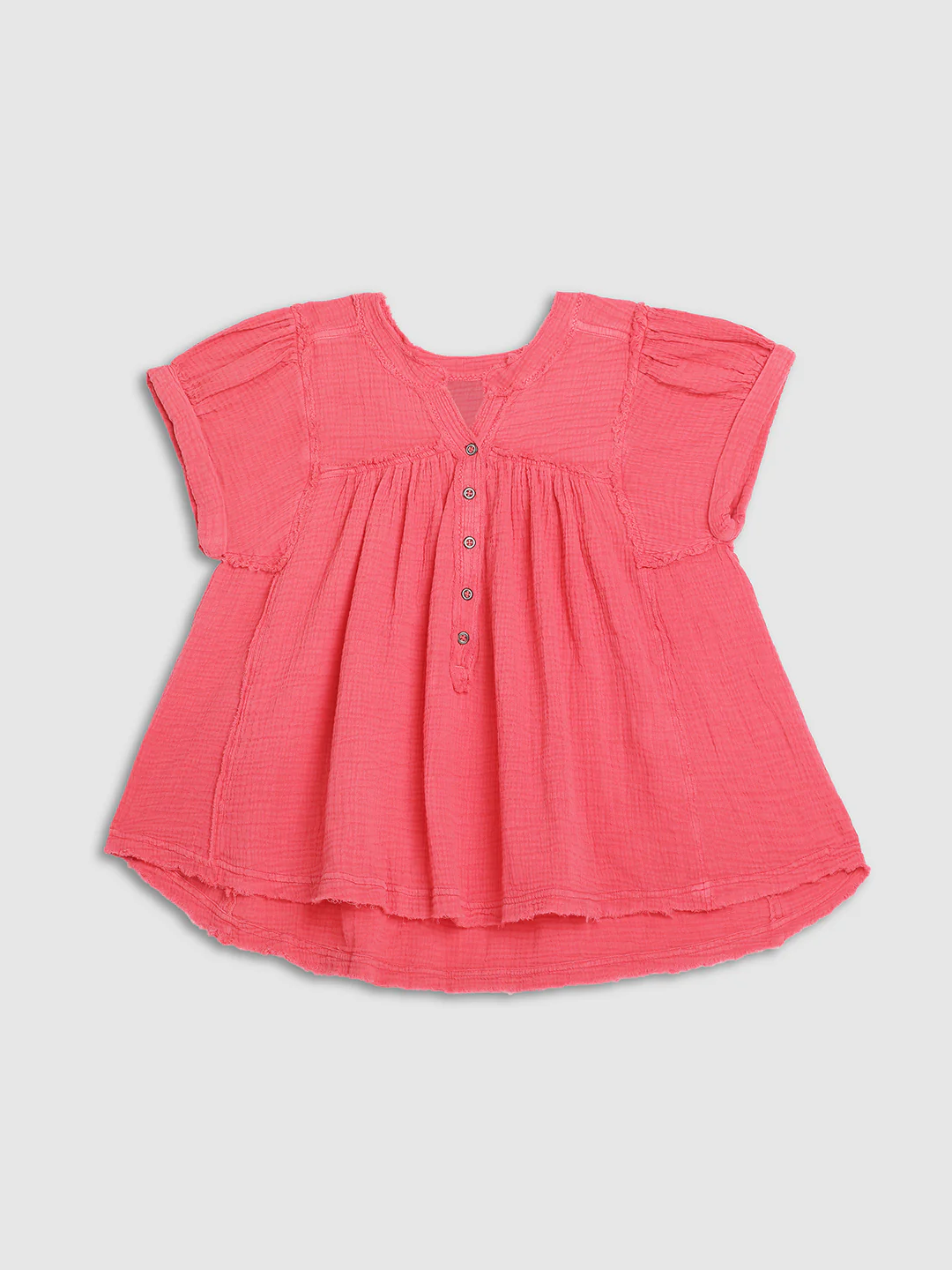 Women Pink Double Gauze Relaxed Top - Image 7