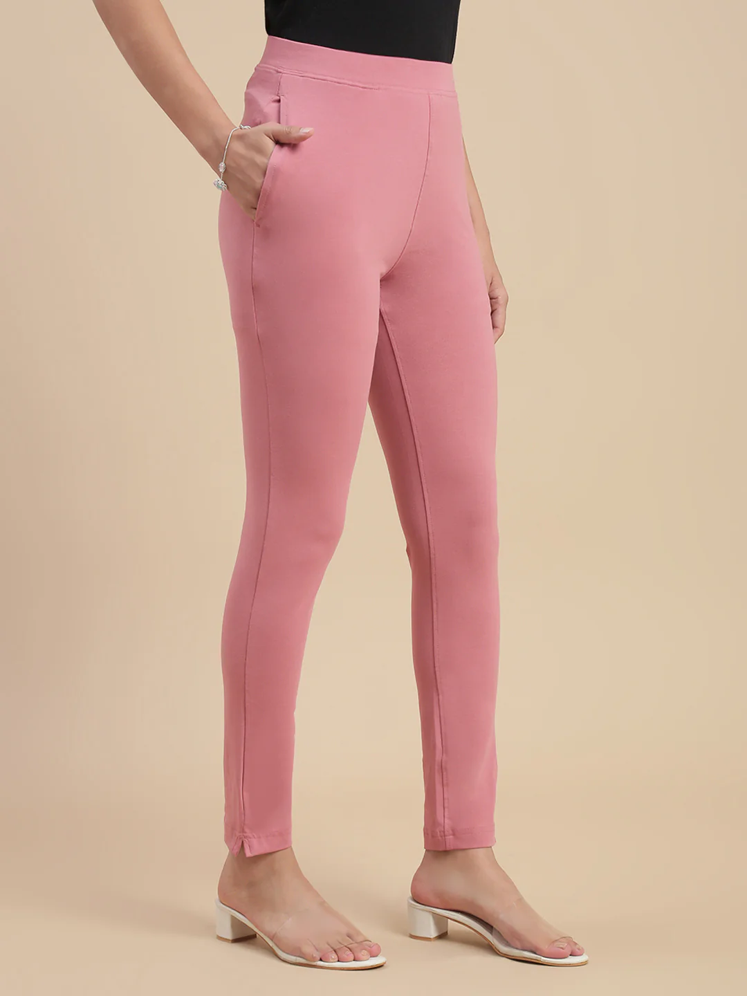 Women Pink Cotton Kurti Pants - Image 2