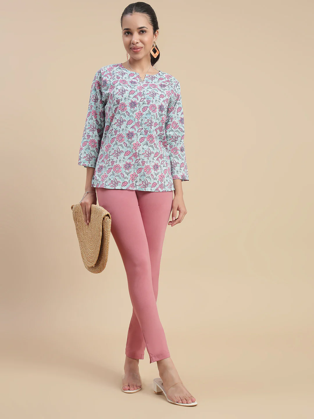 Women Pink Cotton Kurti Pants - Image 4