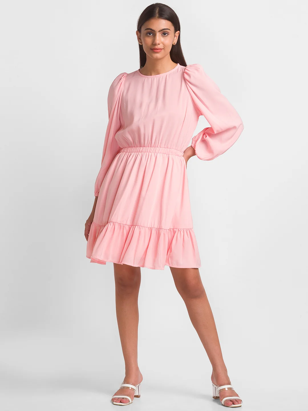 Women Solid Pink Dress - Image 2