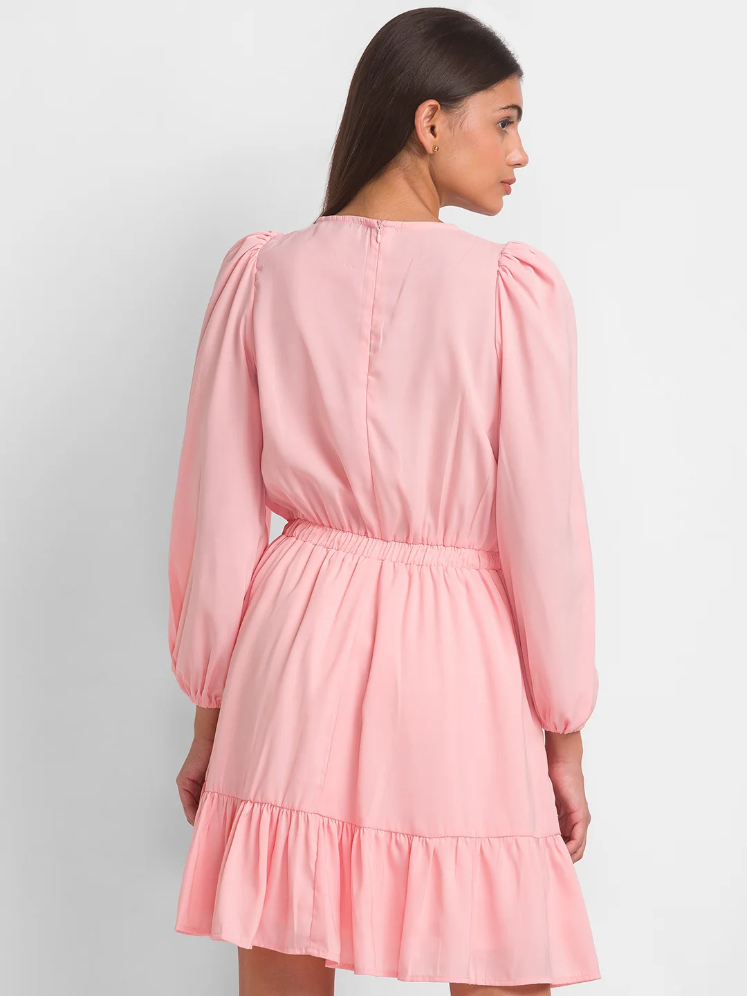 Women Solid Pink Dress - Image 3