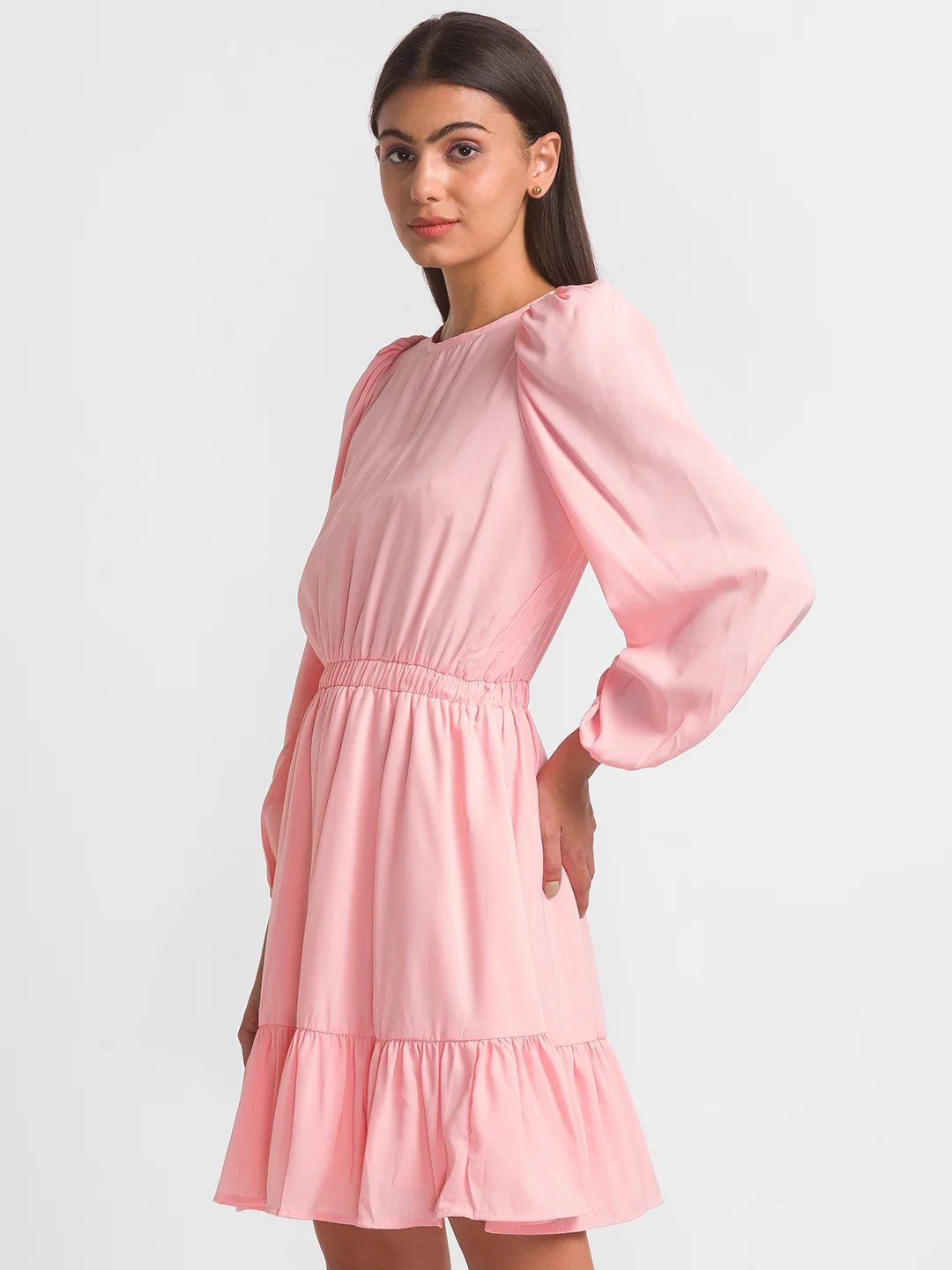 Women Solid Pink Dress - Image 4