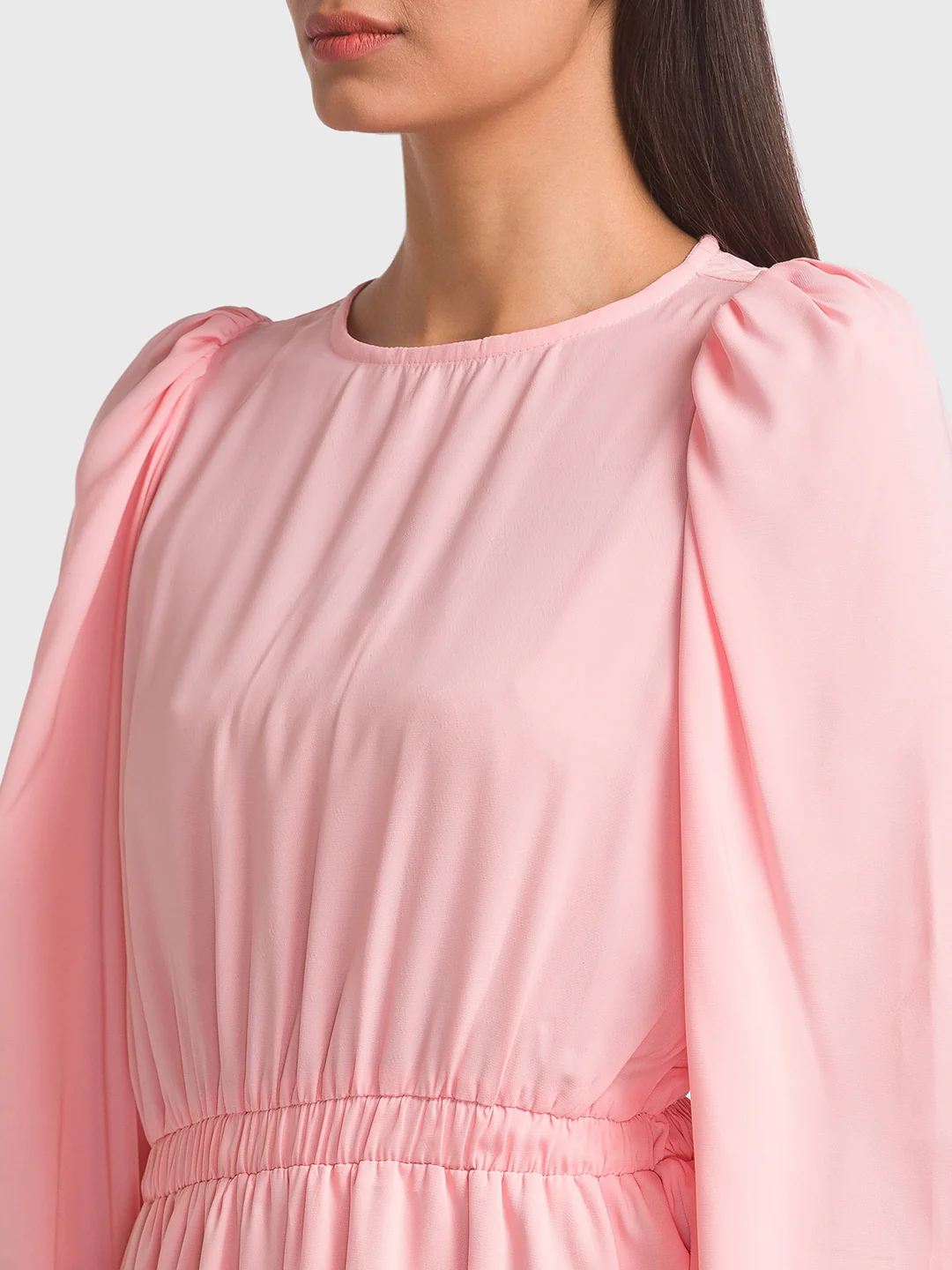 Women Solid Pink Dress - Image 5