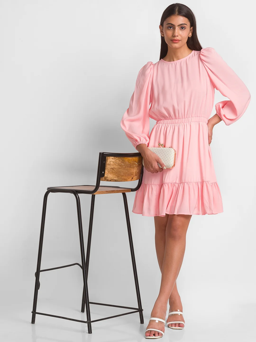 Women Solid Pink Dress - Image 6
