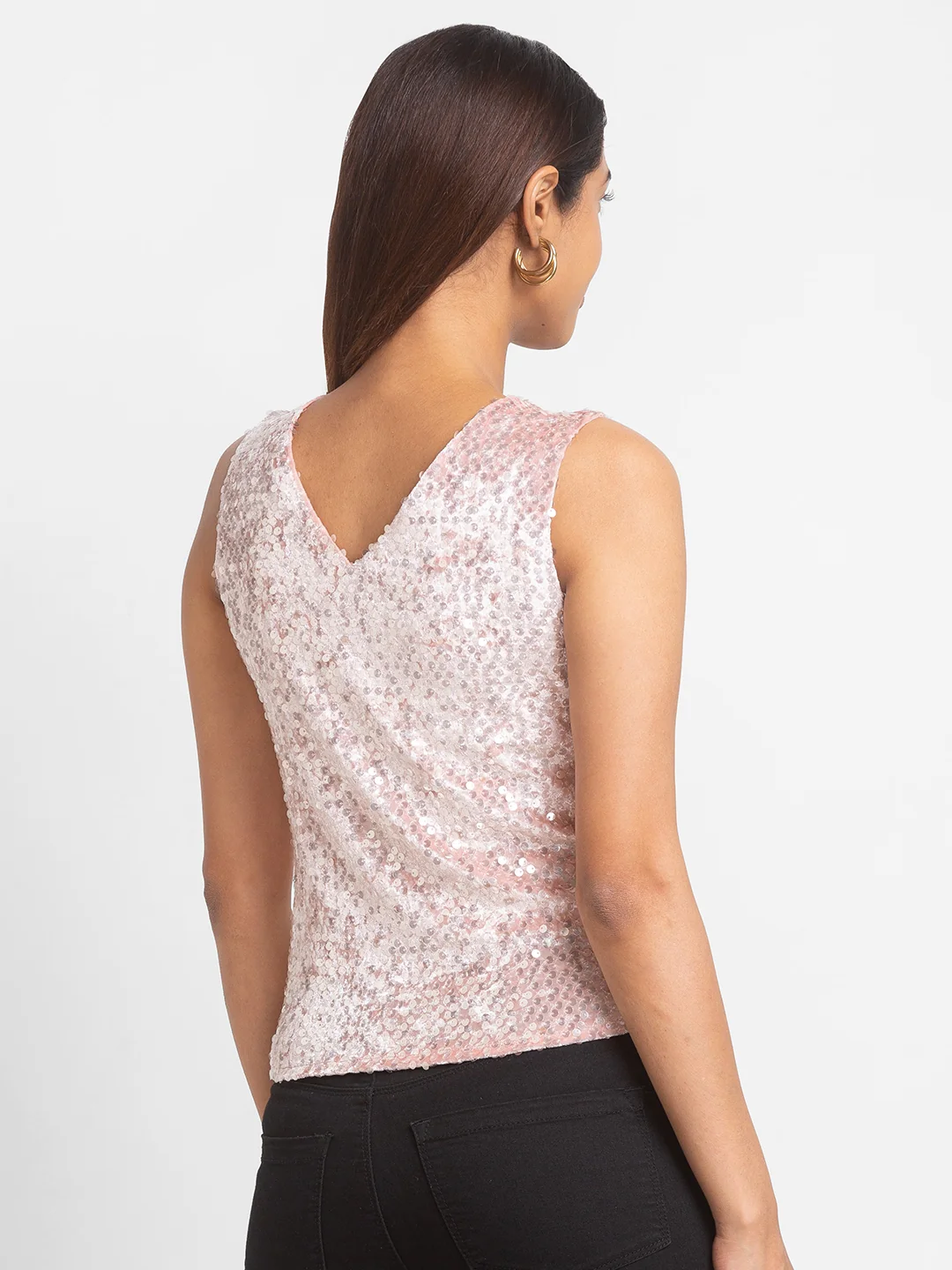 Women Pink Embellished Party Top - Image 3