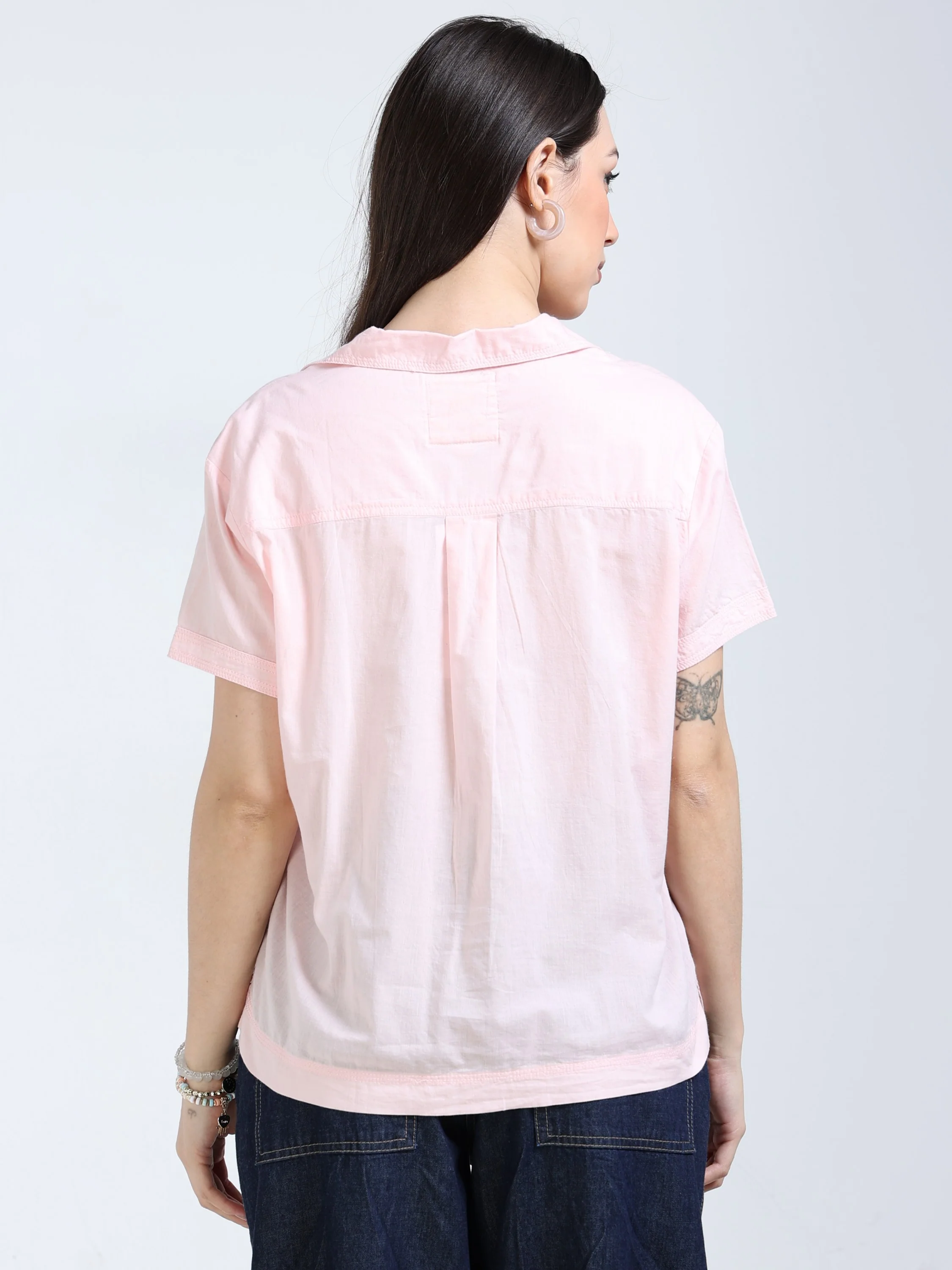 Women Pink Embroidery Shirt - Image 4