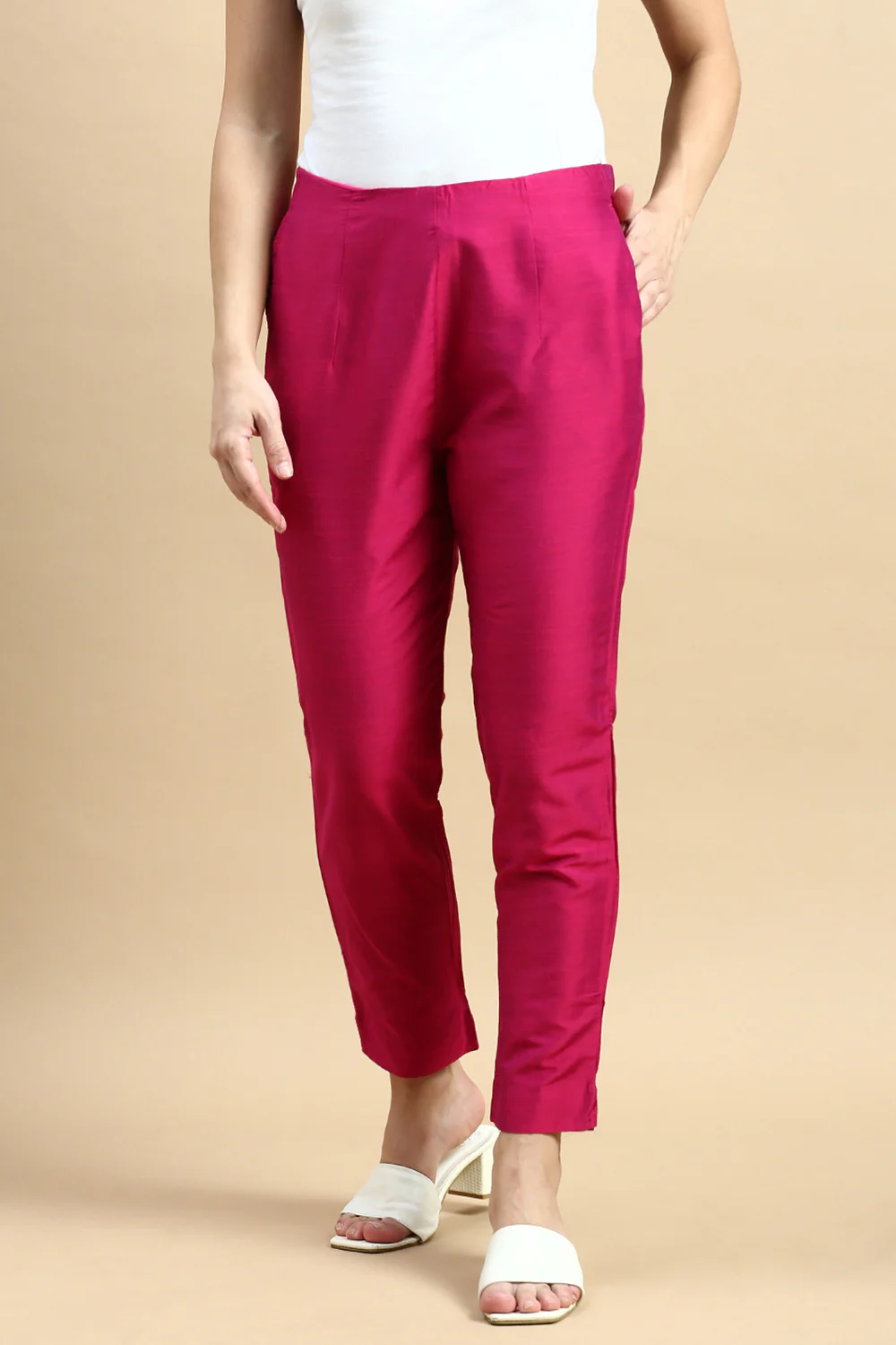 Women Pink Festive Pants - Image 2
