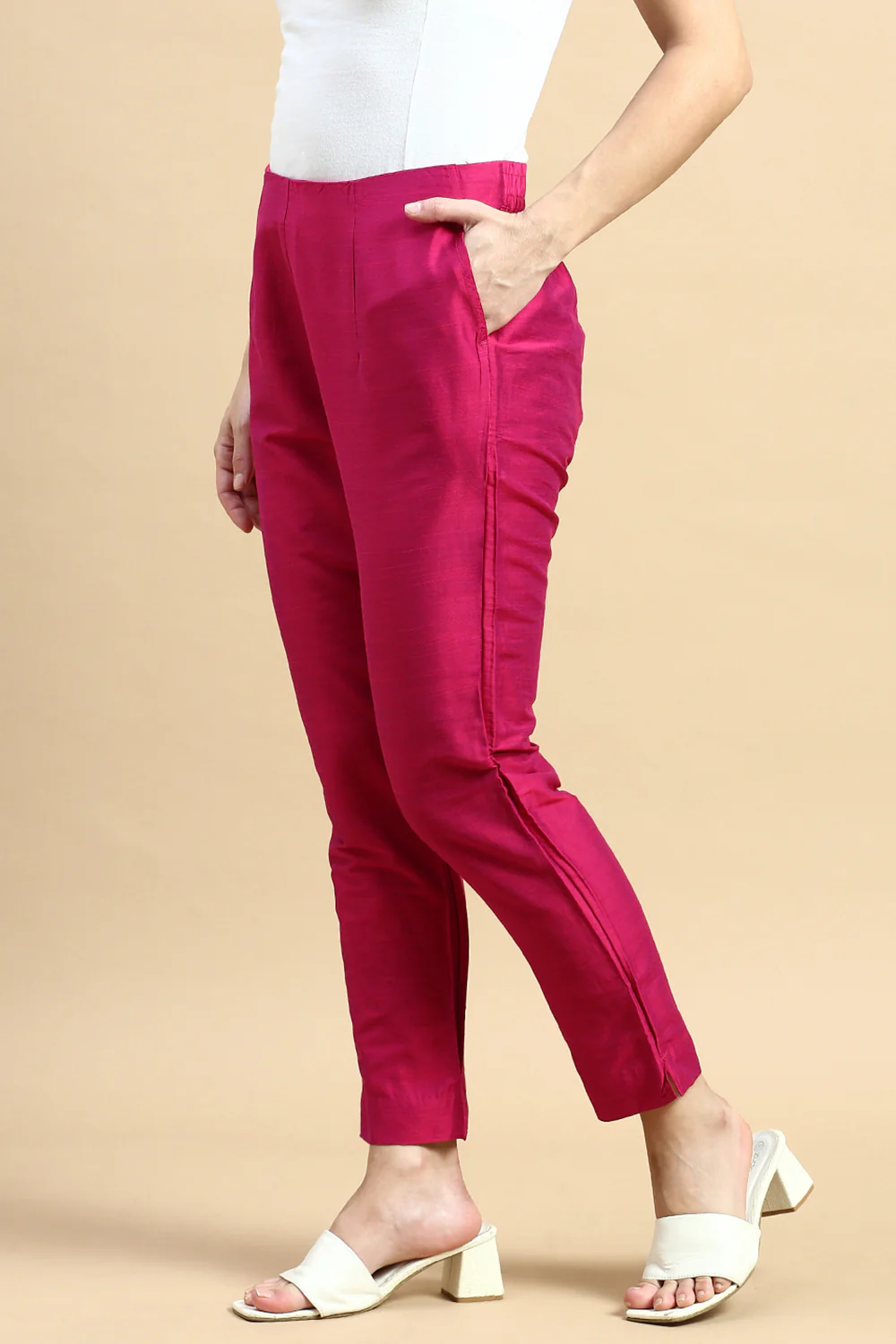 Women Pink Festive Pants - Image 3