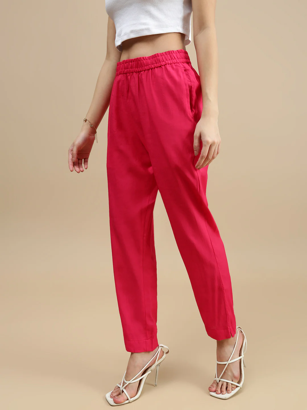 Women Pink Festive Pants - Image 2