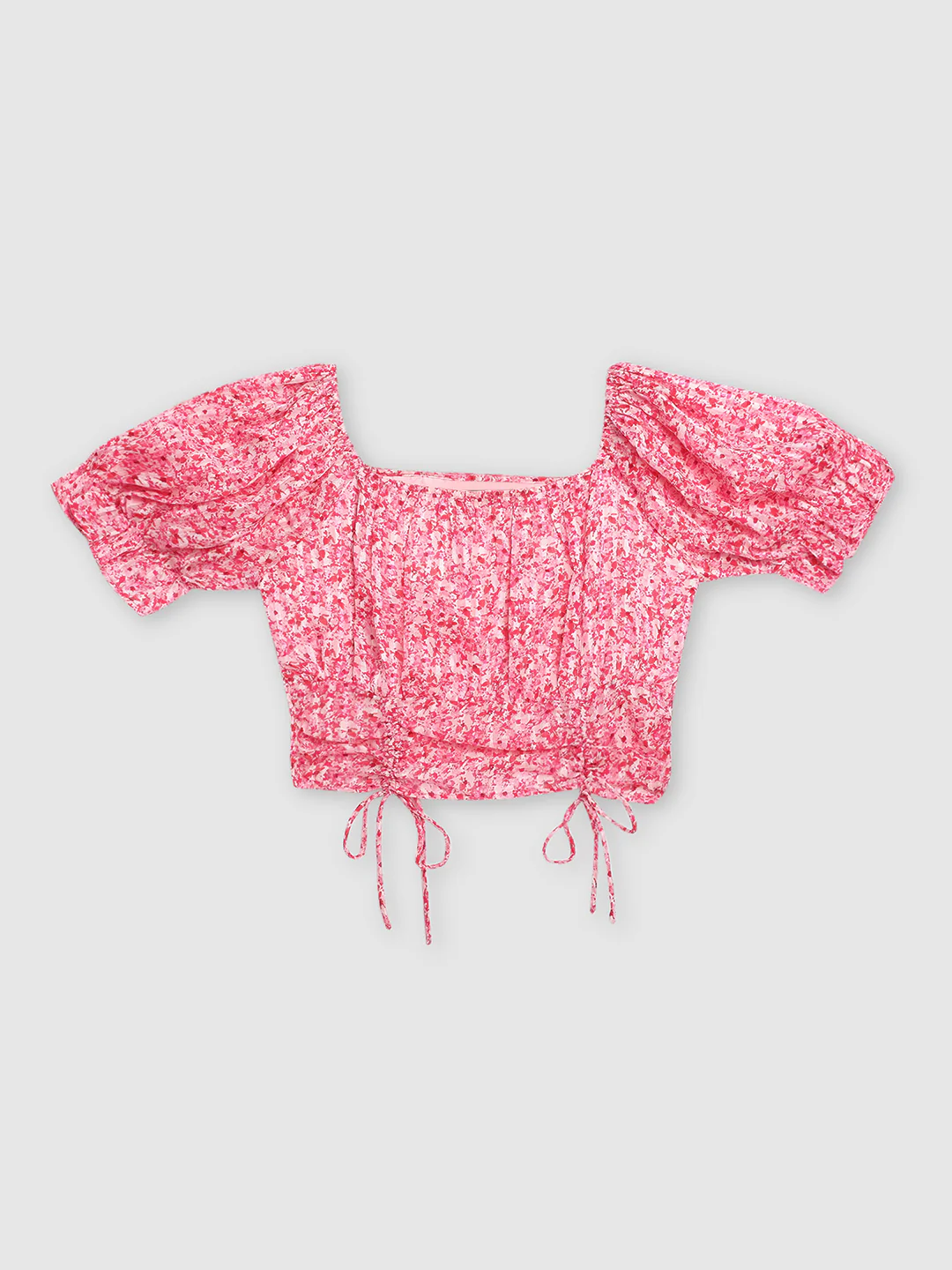 Women Pink Floral Fitted Crop Top - Image 7