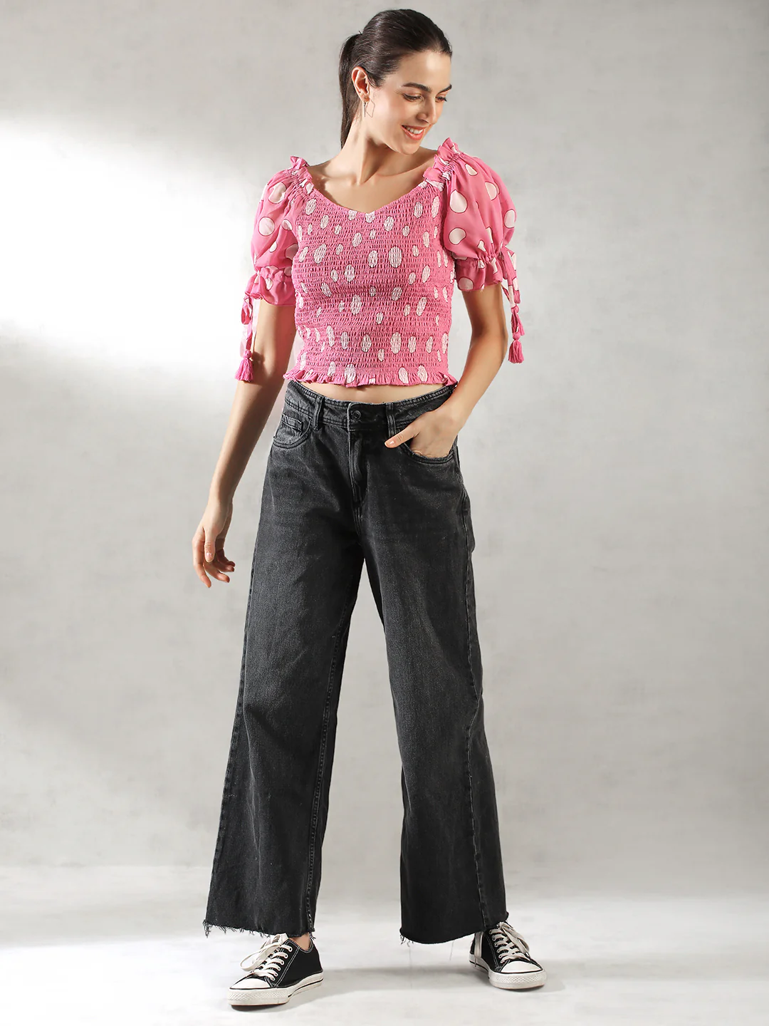 Women Pink Fitted  Crop Top - Image 2