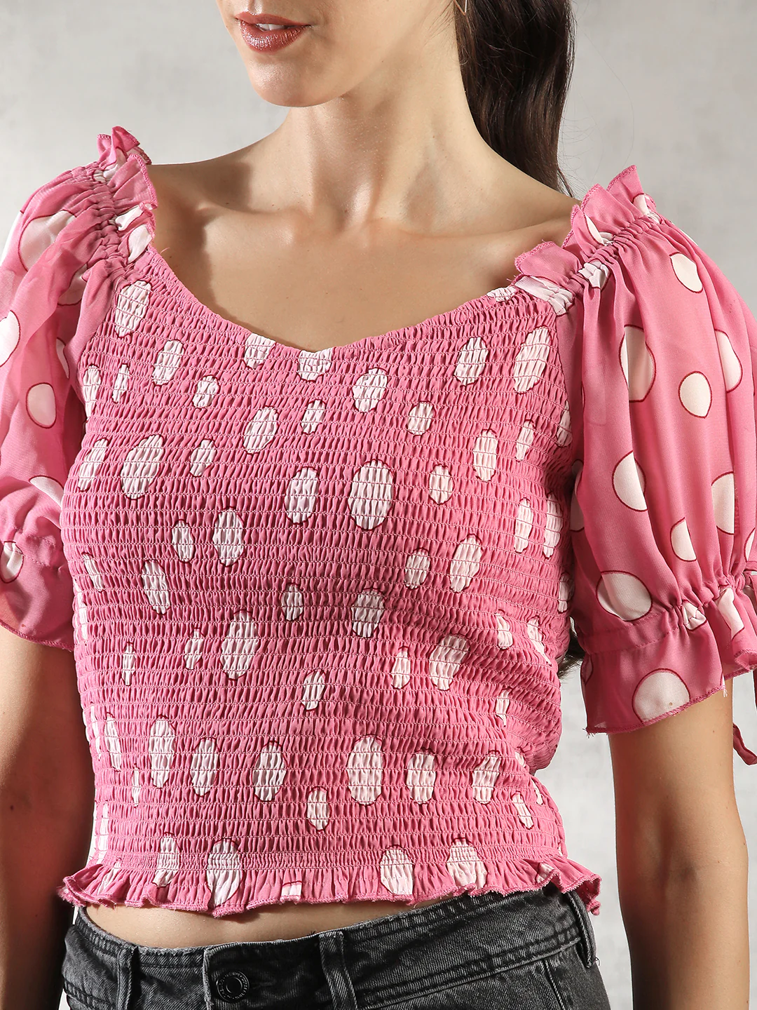 Women Pink Fitted  Crop Top - Image 3