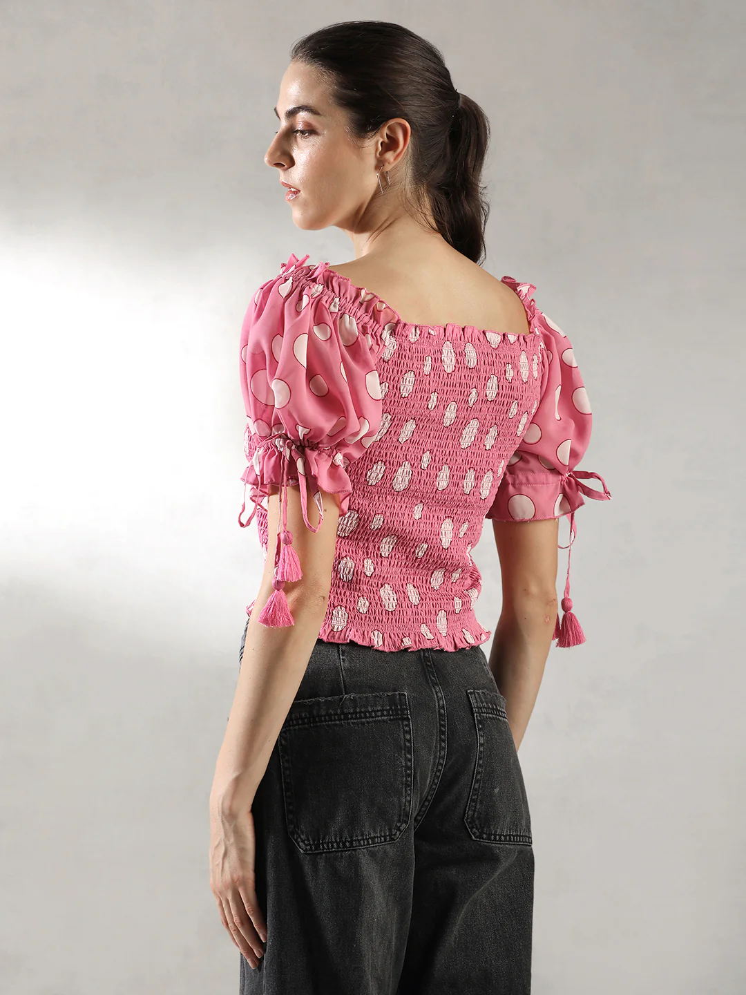 Women Pink Fitted  Crop Top - Image 4