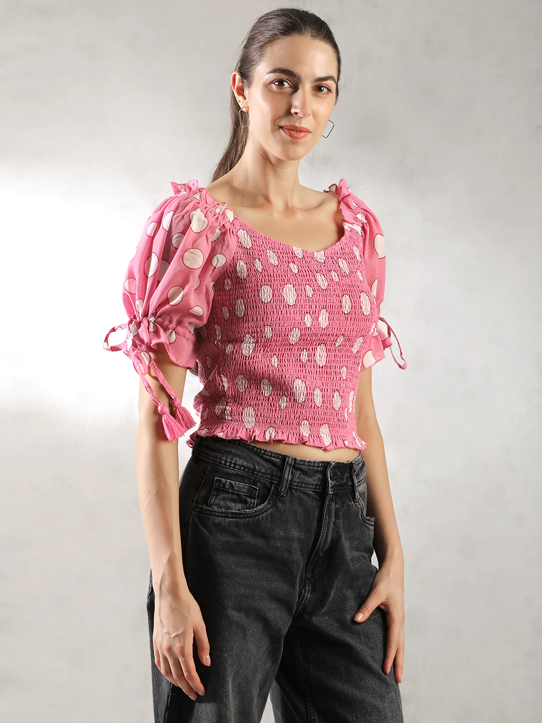 Women Pink Fitted  Crop Top - Image 5