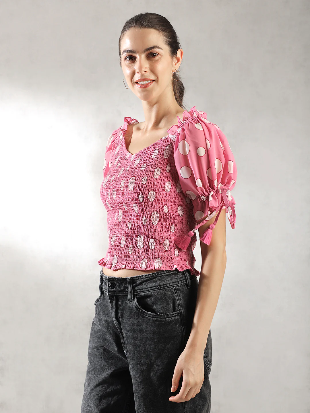 Women Pink Fitted  Crop Top - Image 6