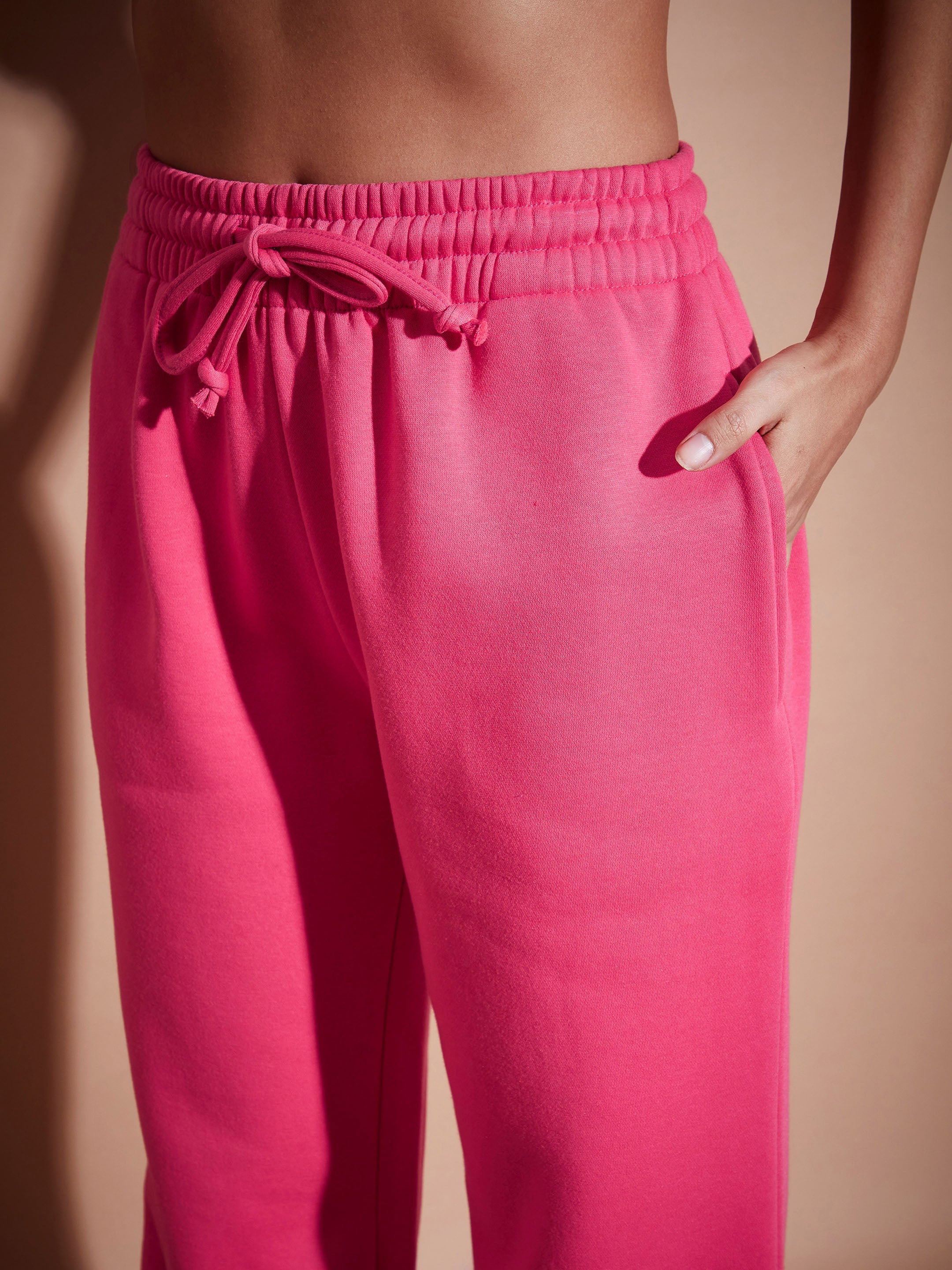 Women Pink Fleece Oversized Sweatshirt With Joggers - Image 4