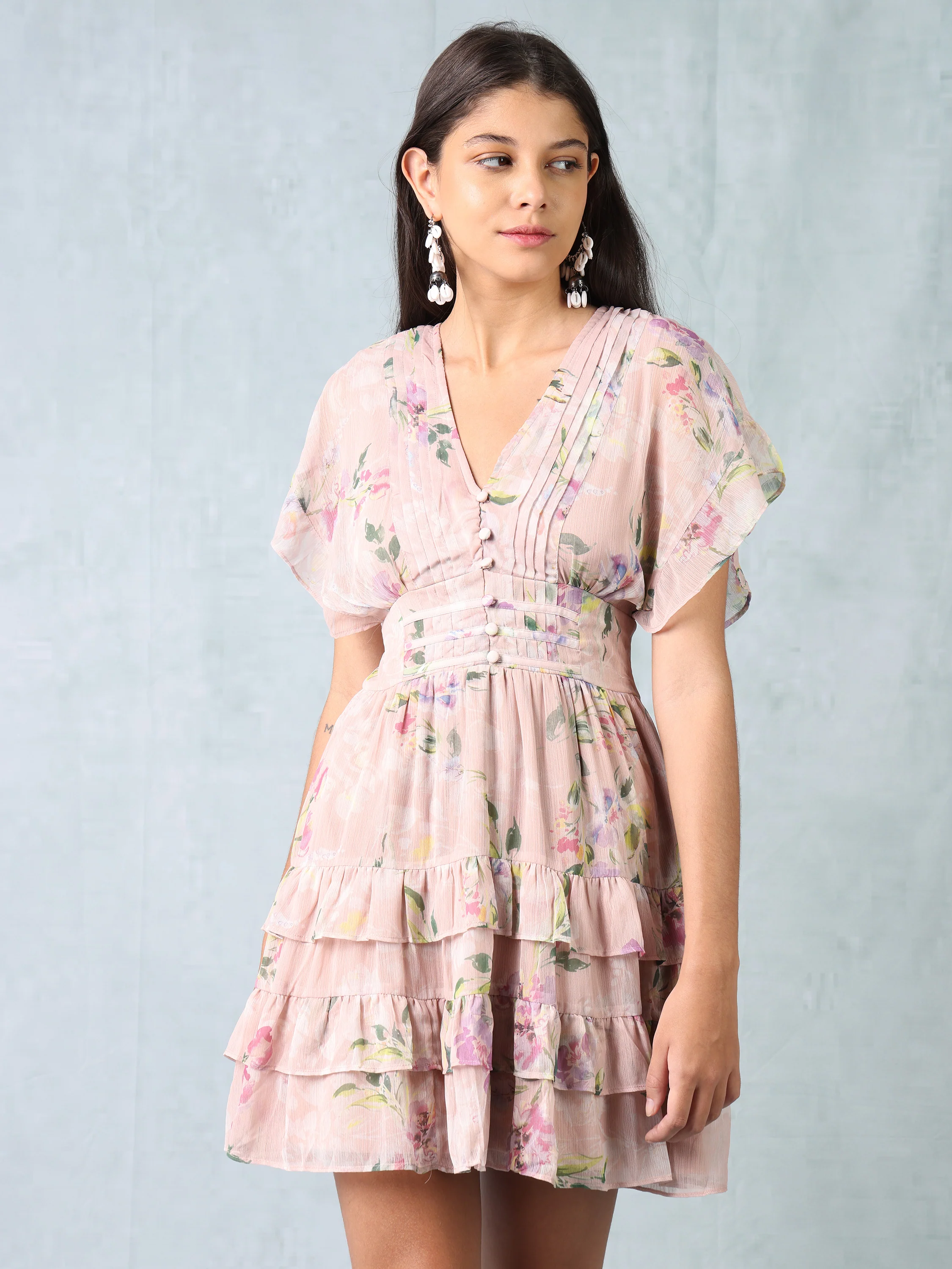 Women Pink Floral Printed Dress - Image 3