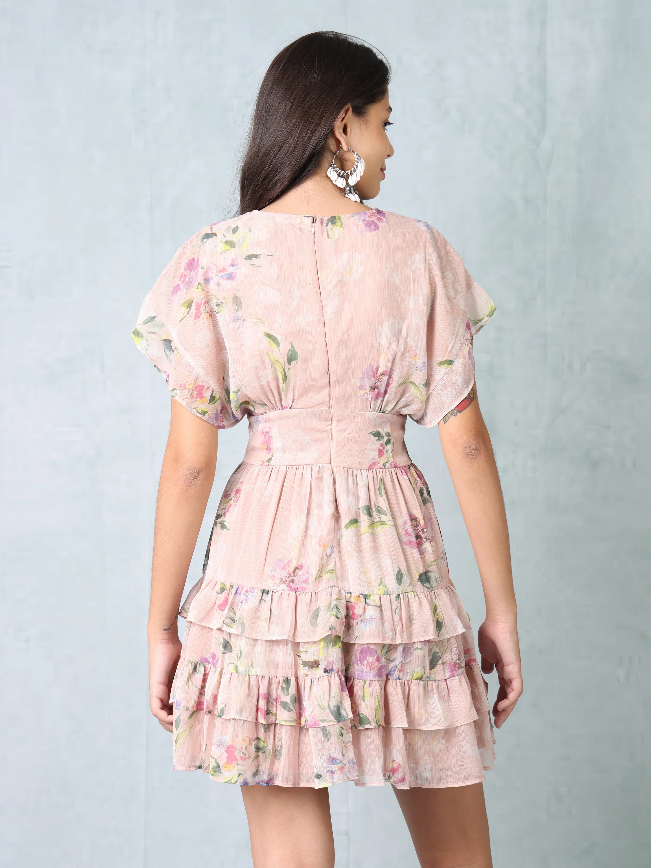 Women Pink Floral Printed Dress - Image 4