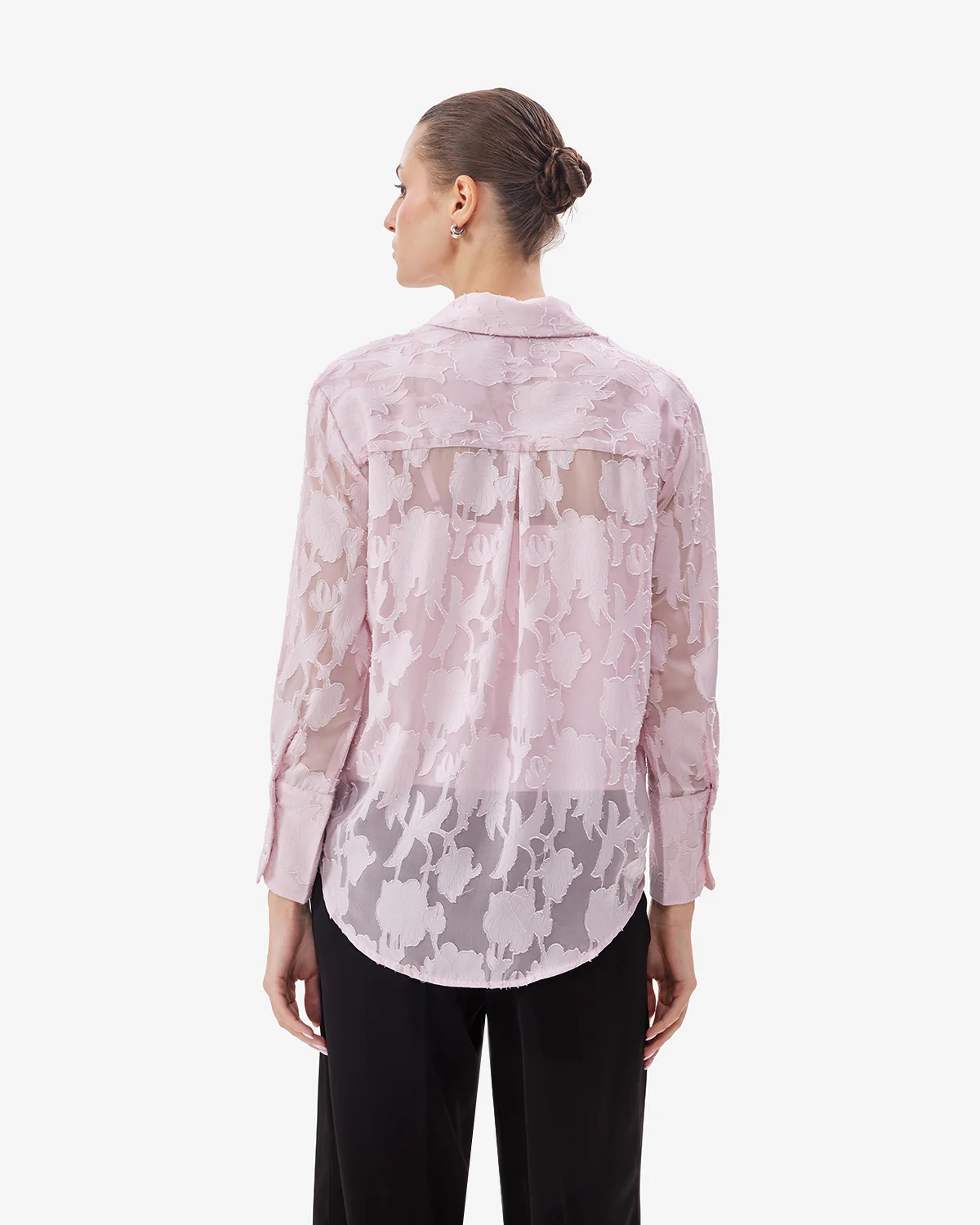 Women Pink Jacquard Shirt With Camisole - Image 2