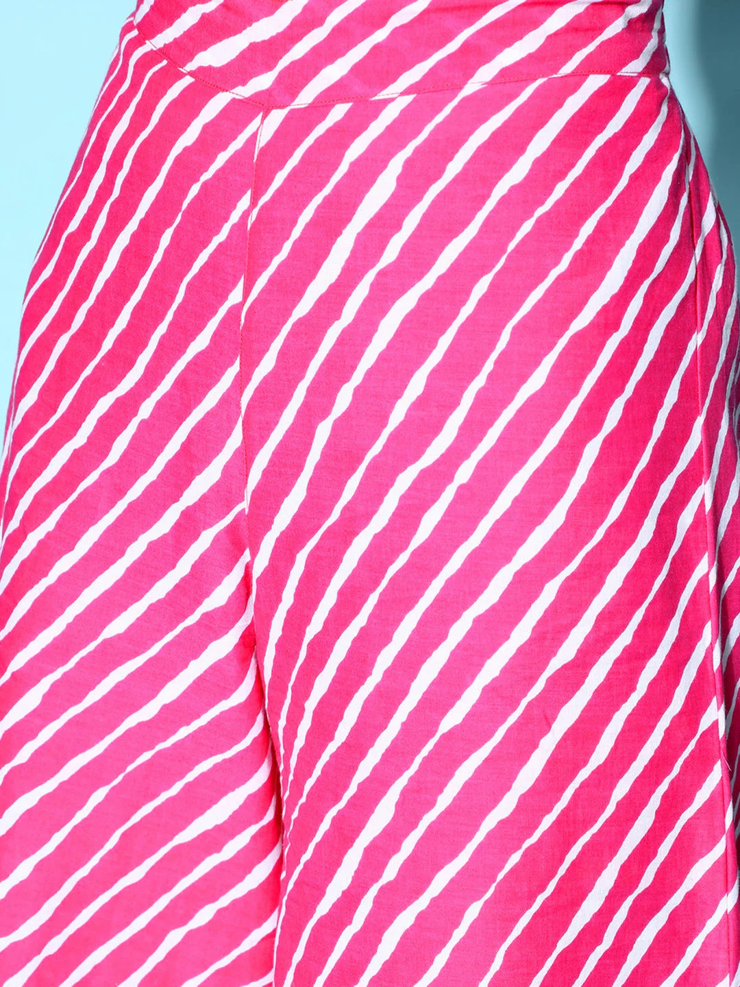 Women Pink Lehariya Ankle Length Palazzo Pants - Image 5