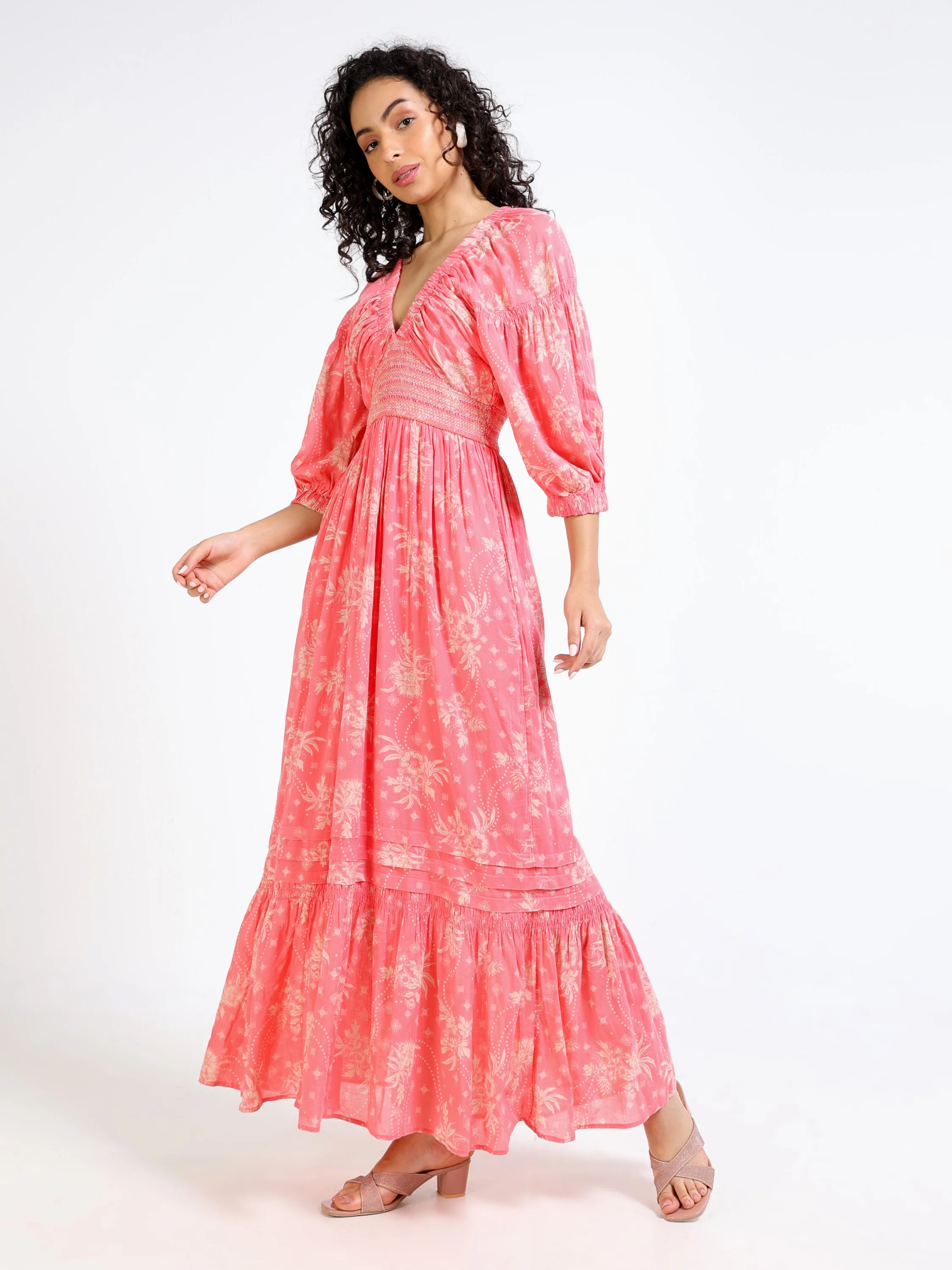 Women Pink Printed Maxi Dress - Image 5