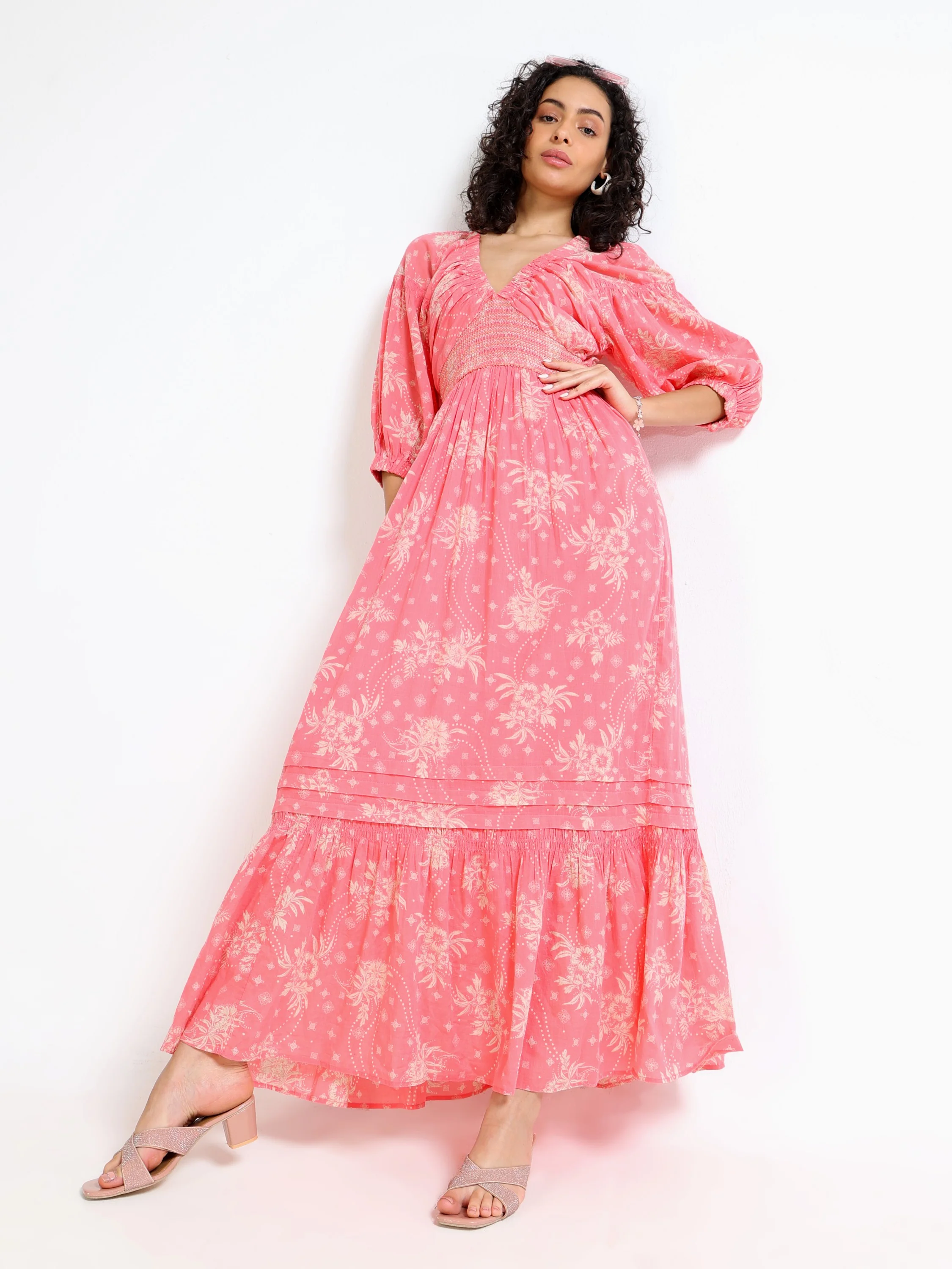 Women Pink Printed Maxi Dress - Image 7