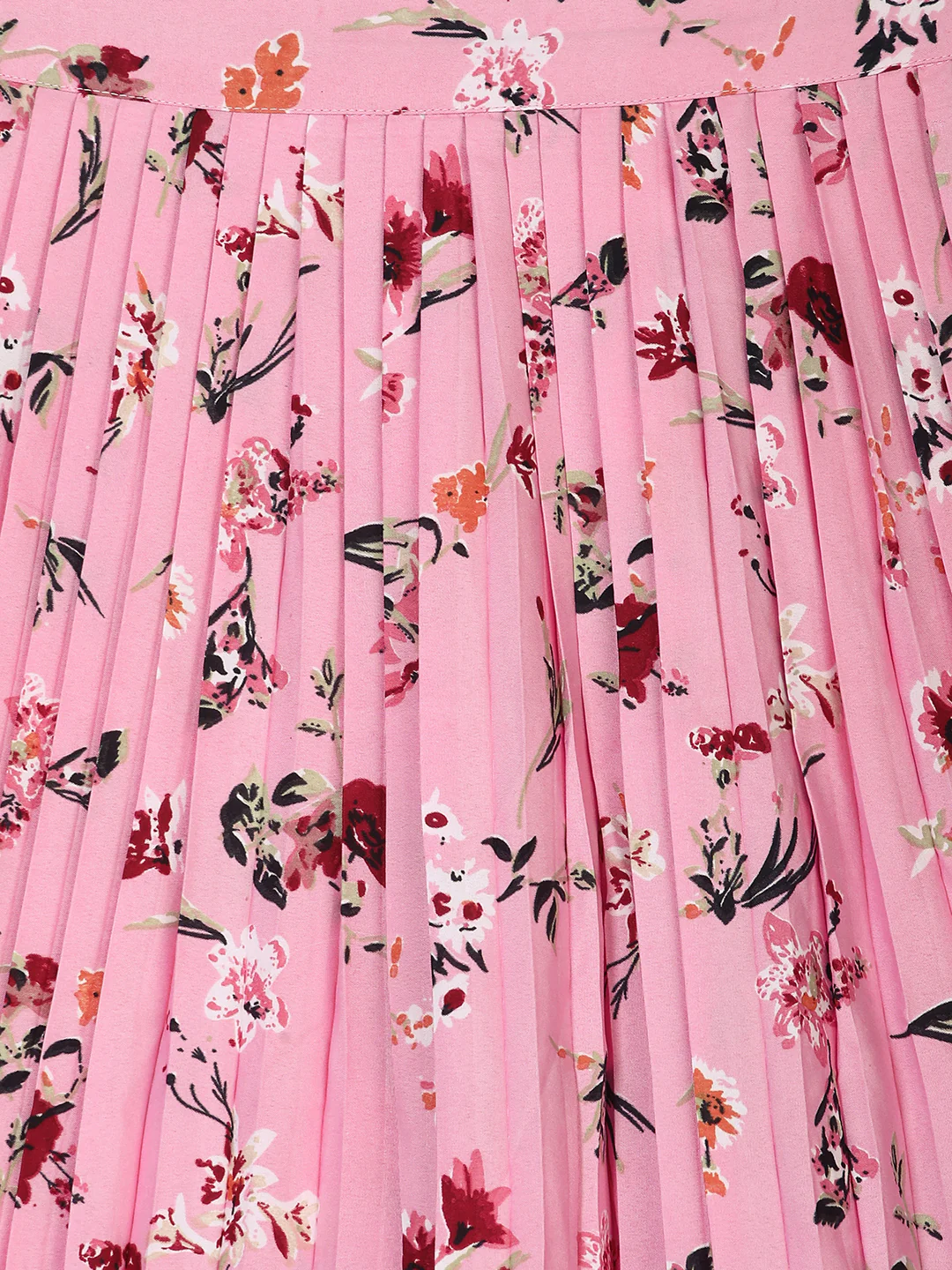 Women Pink Printed Pleated Skirt - Image 8