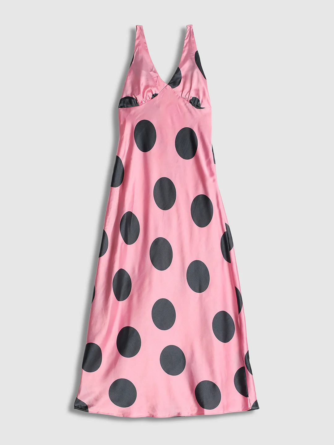 Women Pink Polka Dot Maxi Dress - Image 7