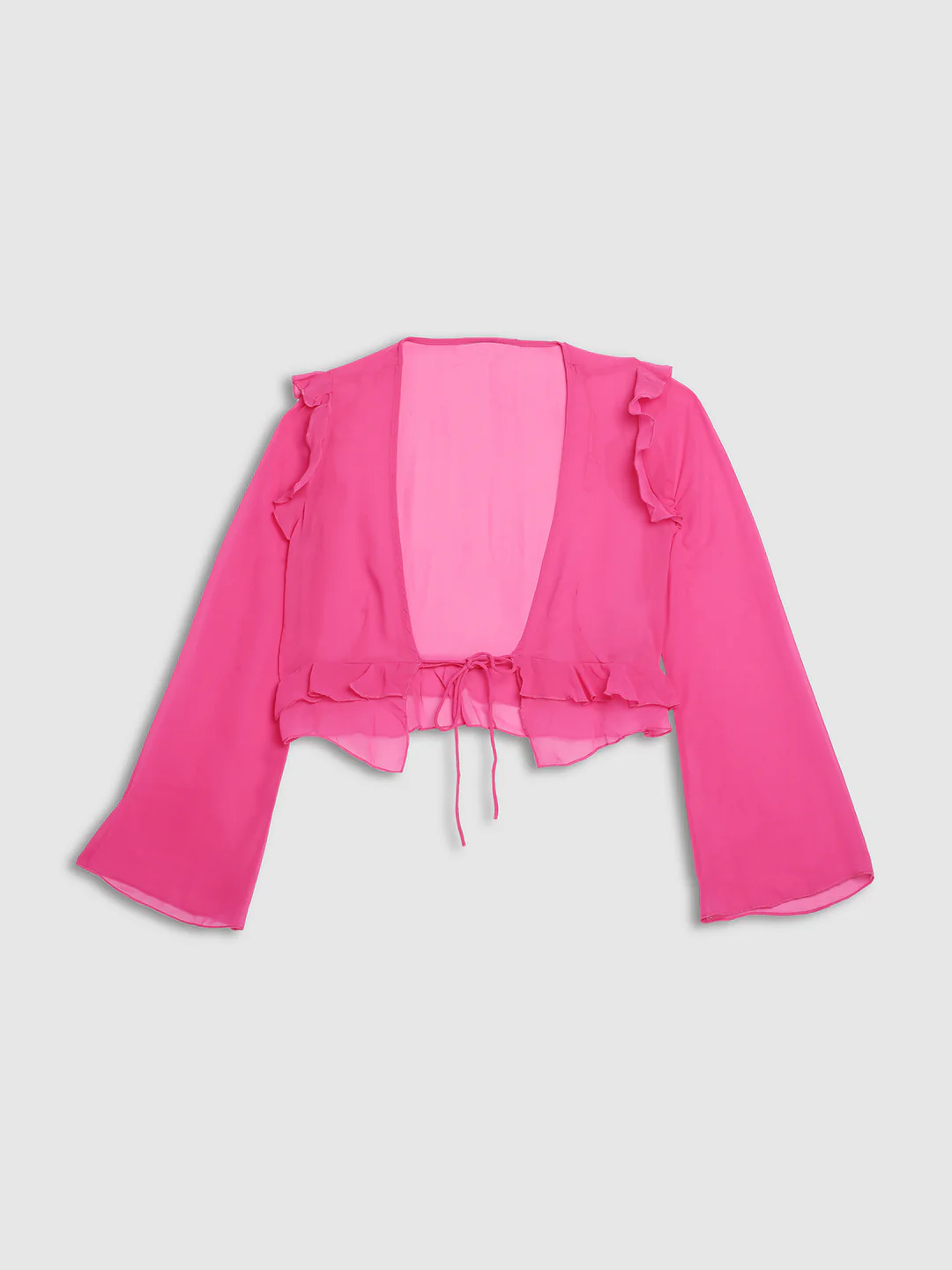 Women Front Tie Up Sheer Crop Top - Image 7