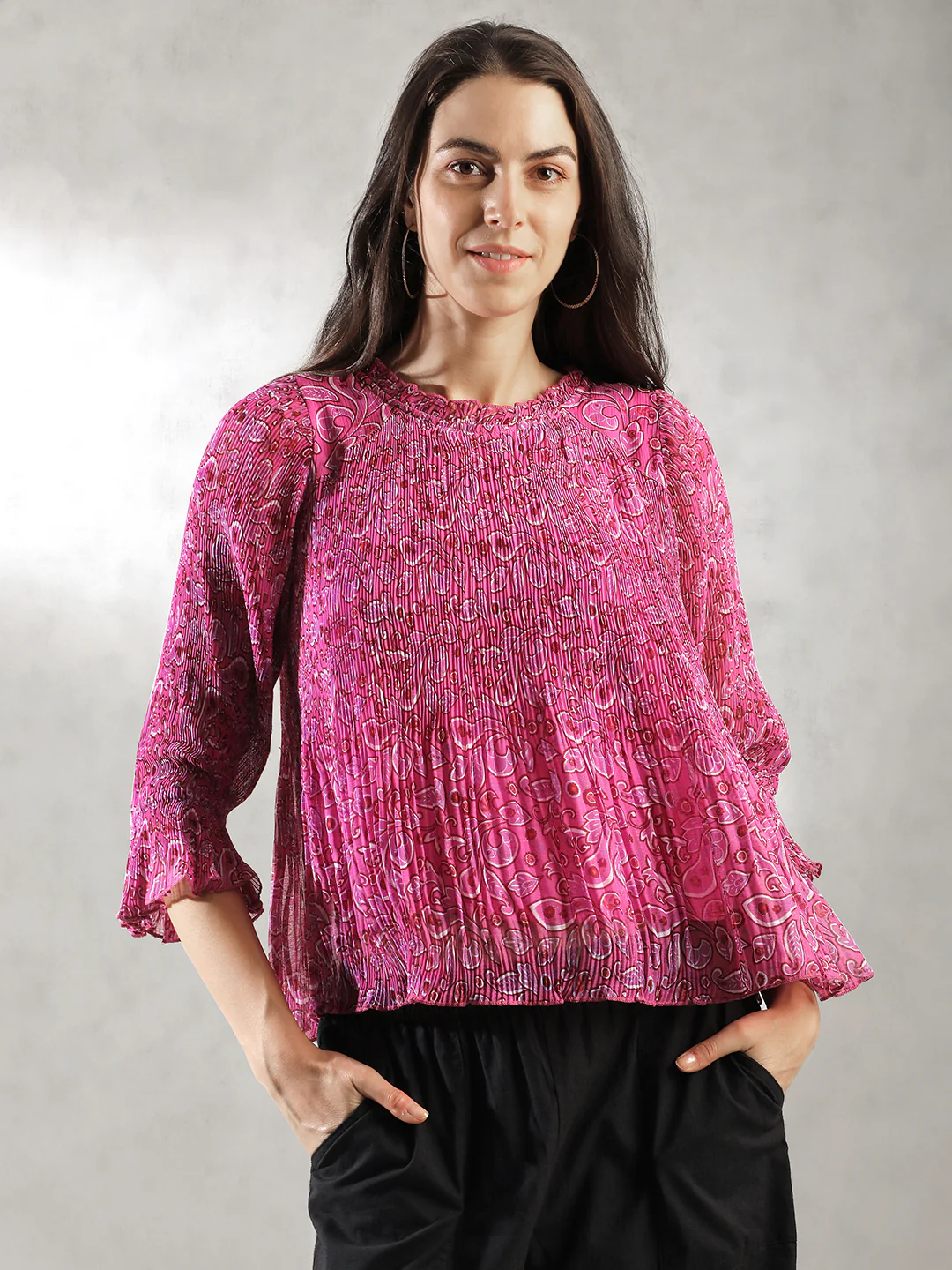 Women Pink Printed Summer Top - Image 2