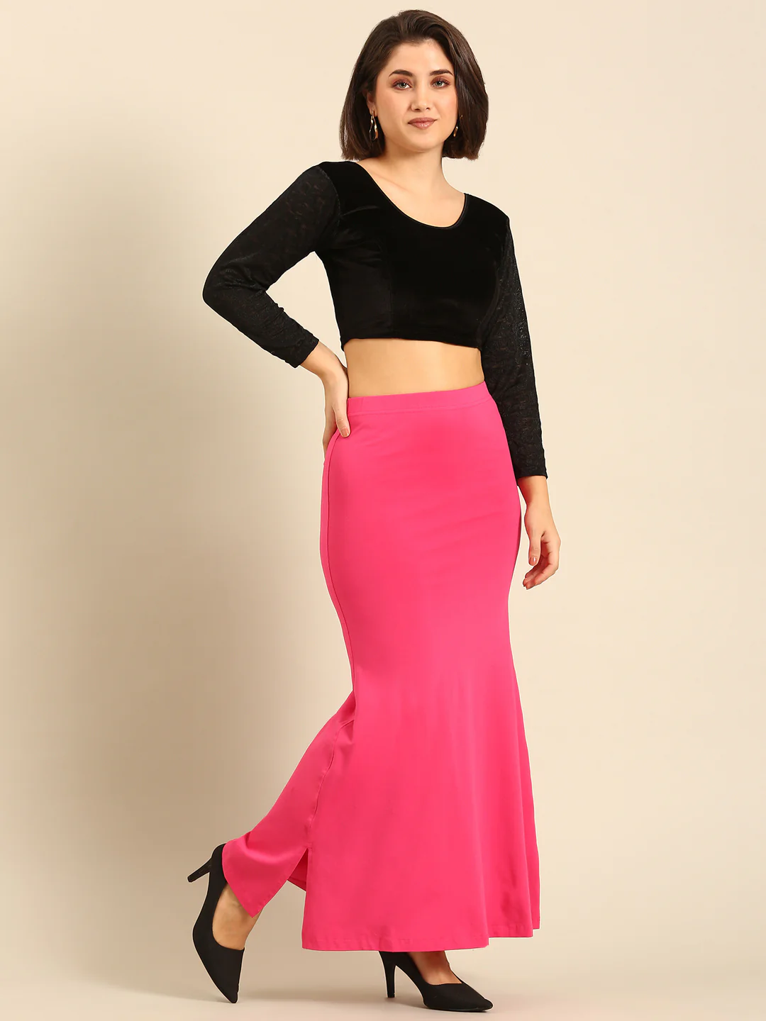 Women Pink Saree Shapewear - Image 5
