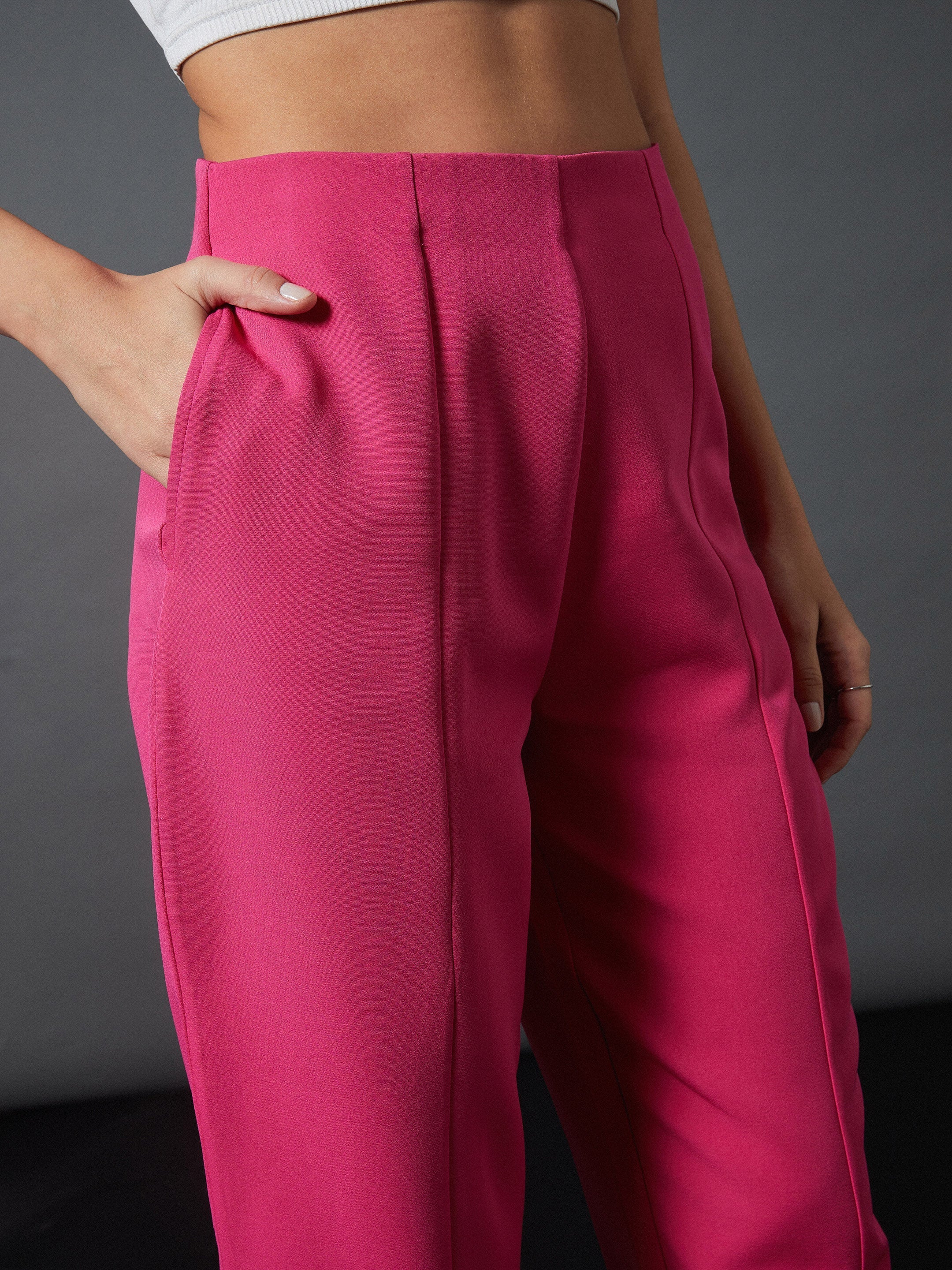 Women Pink Shawl Collar Blazer With Balloon Fit Pants - Image 5