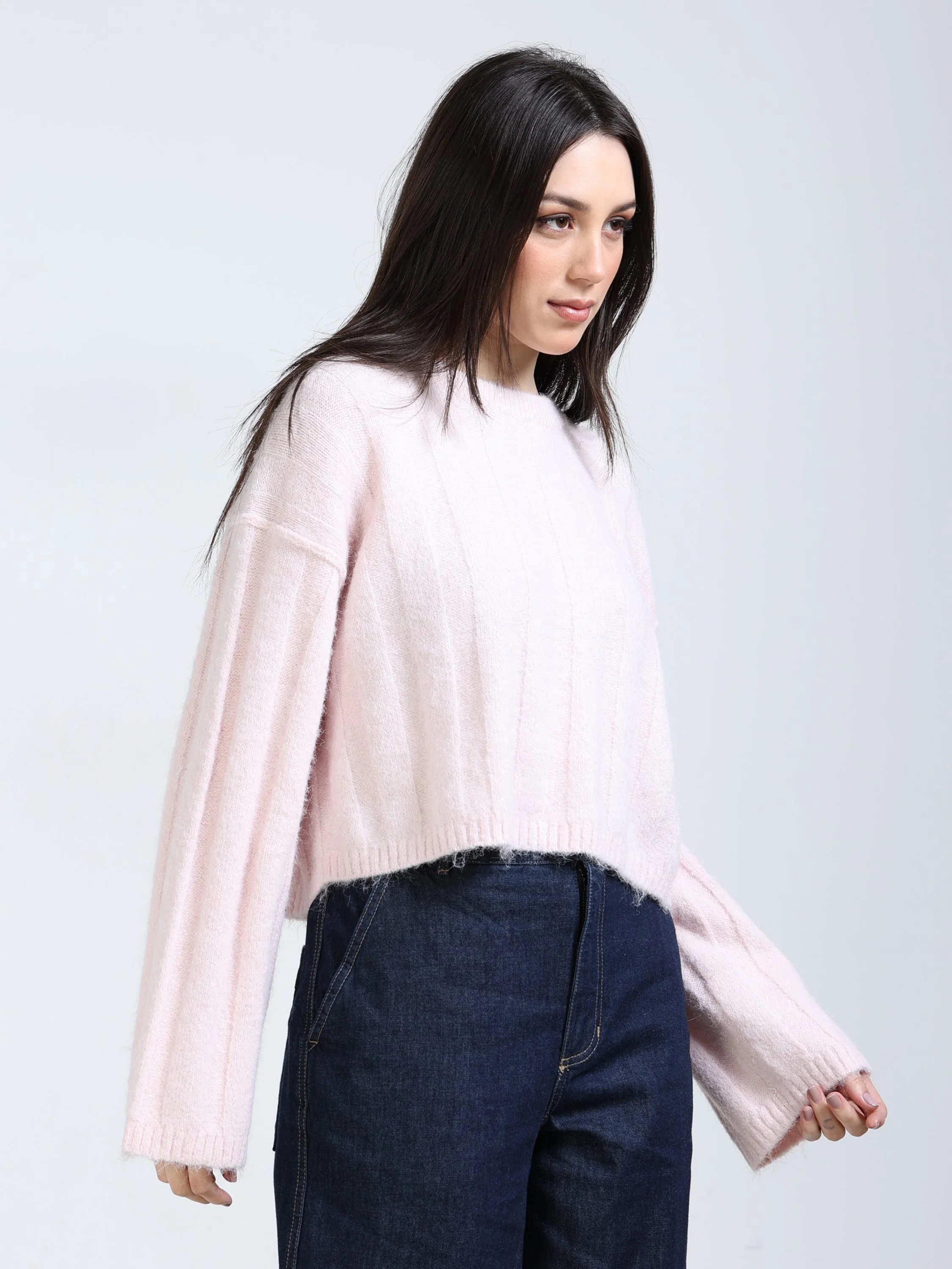 Women Pink Drop Shoulder Sweater - Image 5